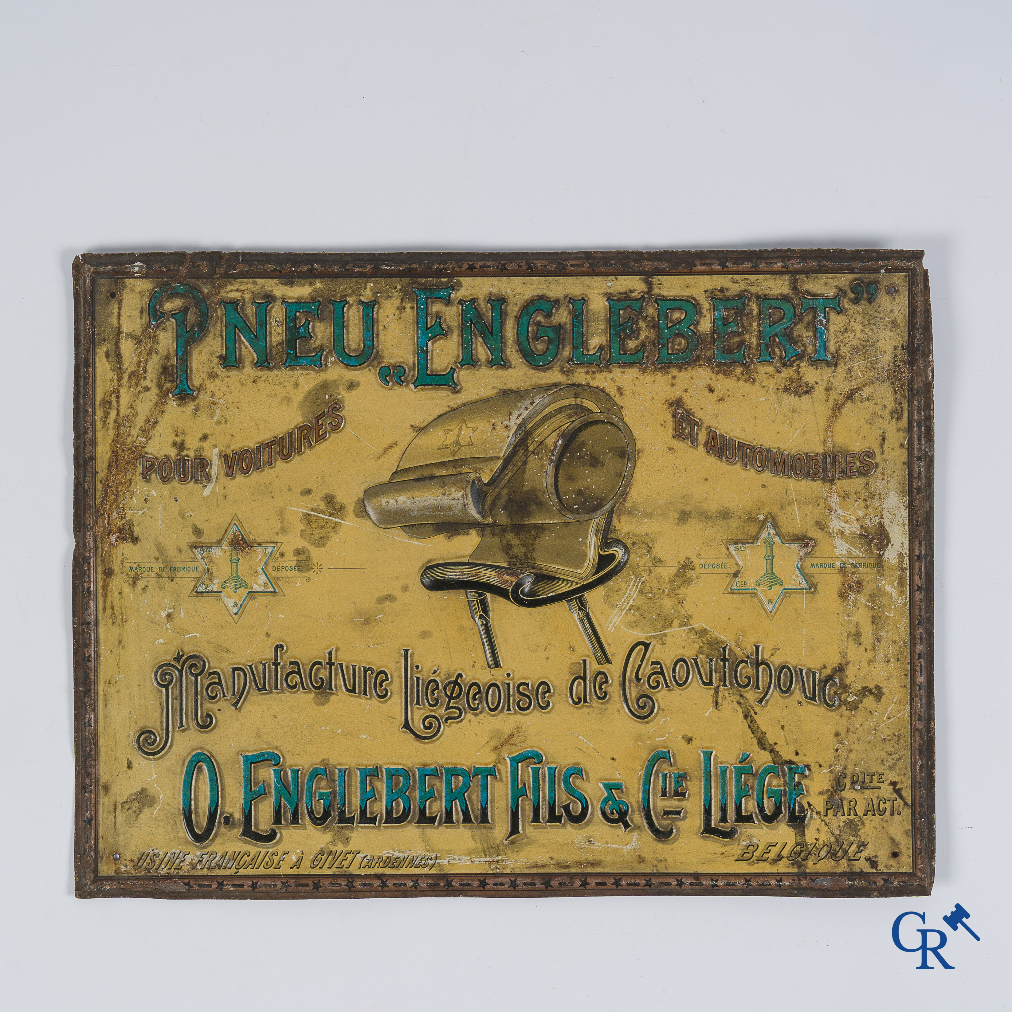 Pneu Englebert, Pour voitures et automobiles. Manufacture Liégeoise de Caoutchouc. O. Englebert Fils. Circa 1900.