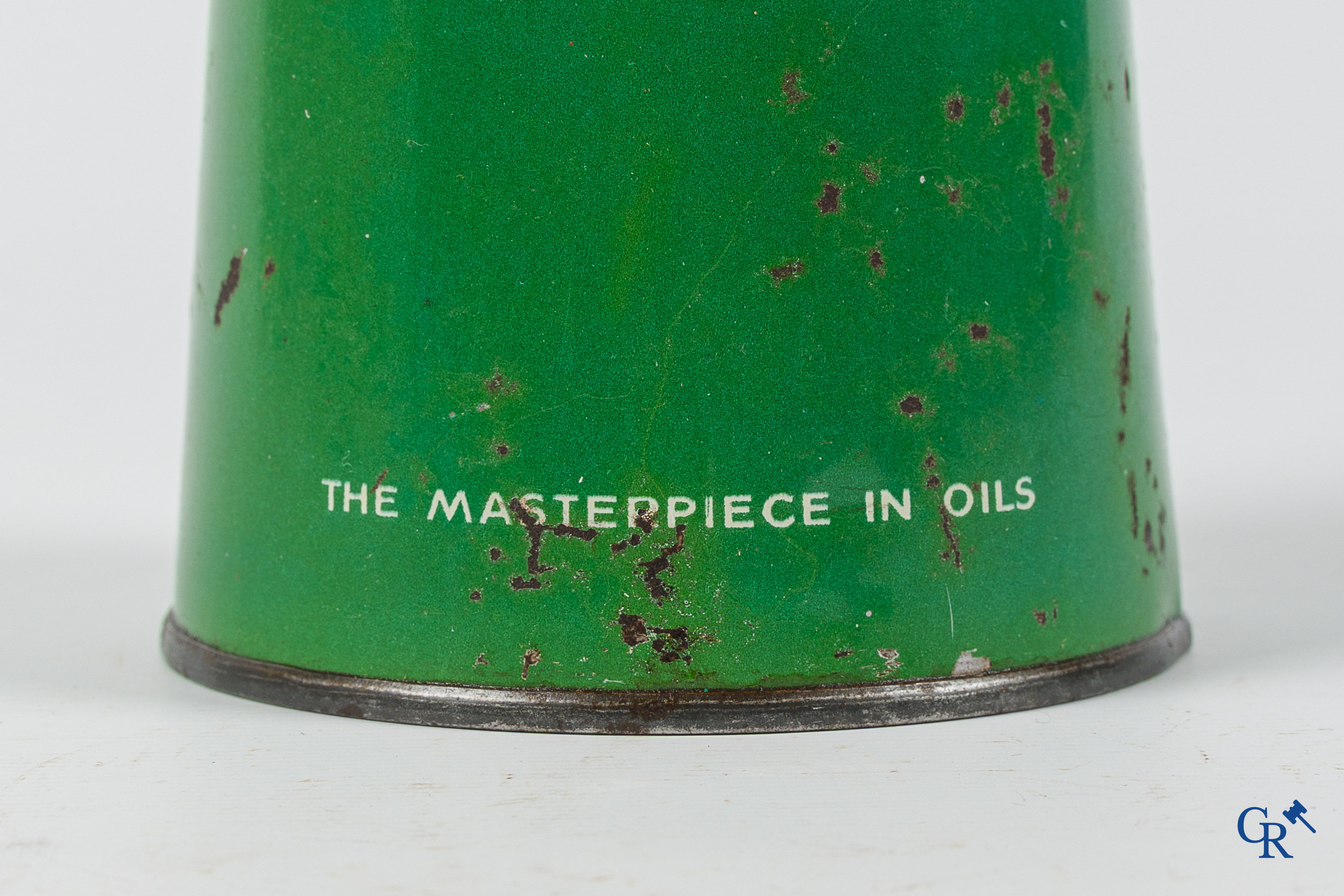 Castrol Motor Oil. Conisch olieblik 1 Liter. The masterpiece in oils. Jaren '40.