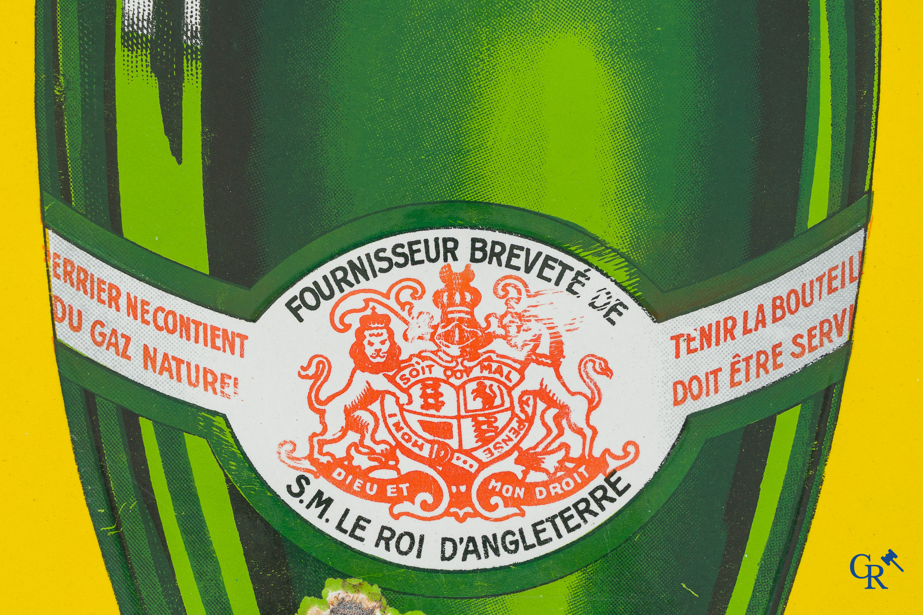 Perrier. Emaille reclamebord voor het bronwater van Perrier. Emaillerie Alsacienne Strasbourg. 30'er jaren.