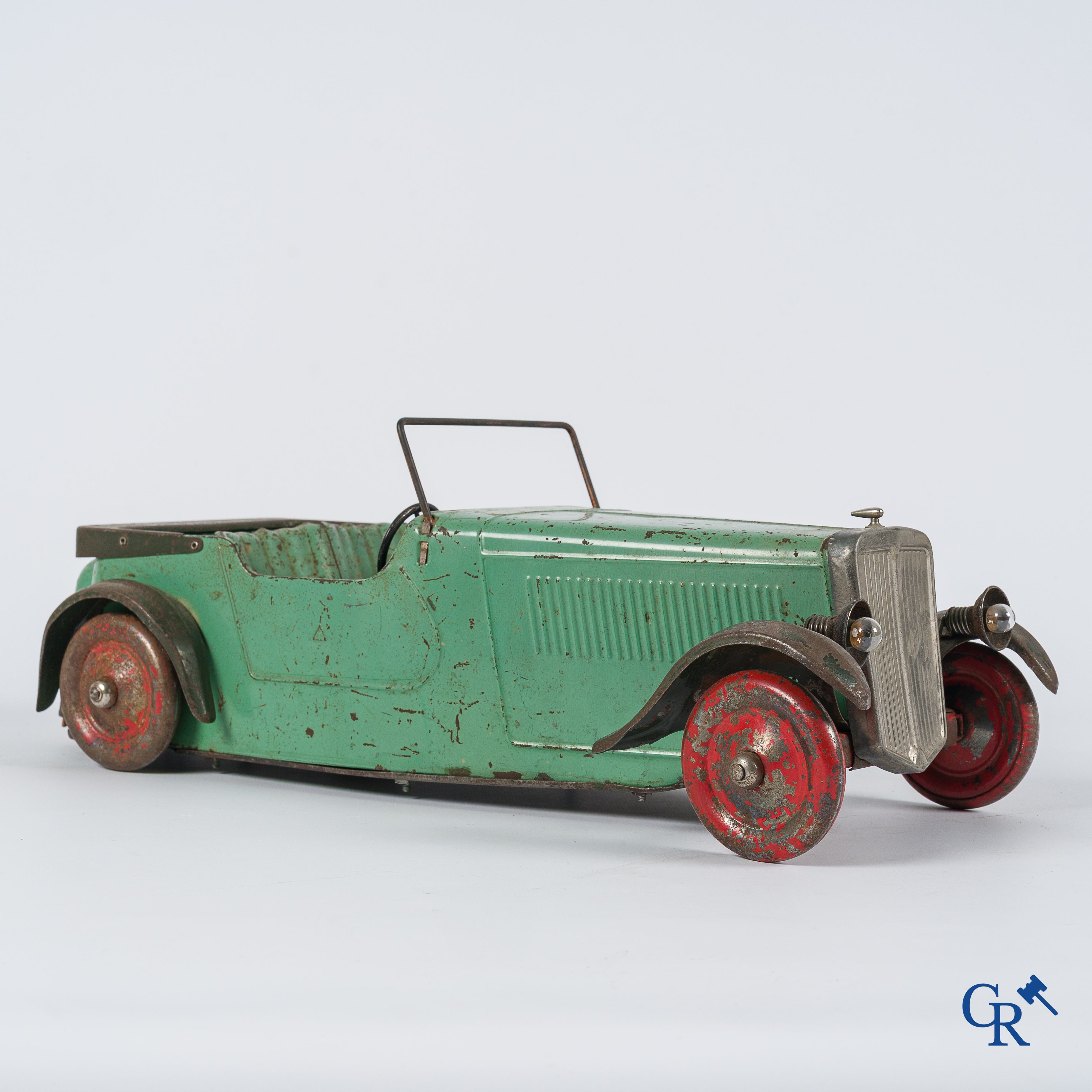 Oud speelgoed. Tri-ang Magic Sports car. MT4. Metaal met opwindmechanisme. Jaren '30.