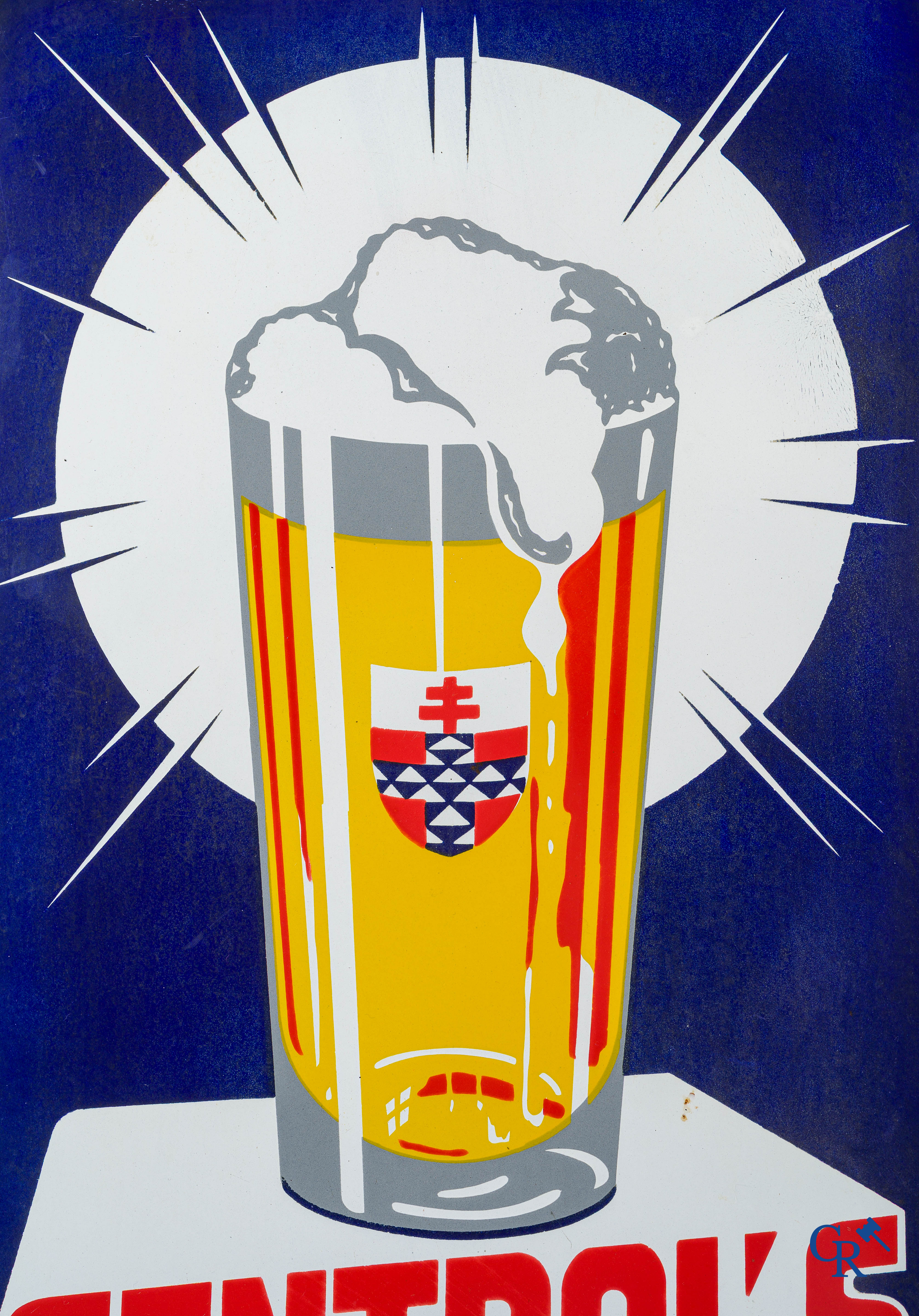 Central's Lager. Emaille reclamebord voor de bieren van de Ypersche Centrale Brouwery. Foremail TPB 578/170/48.