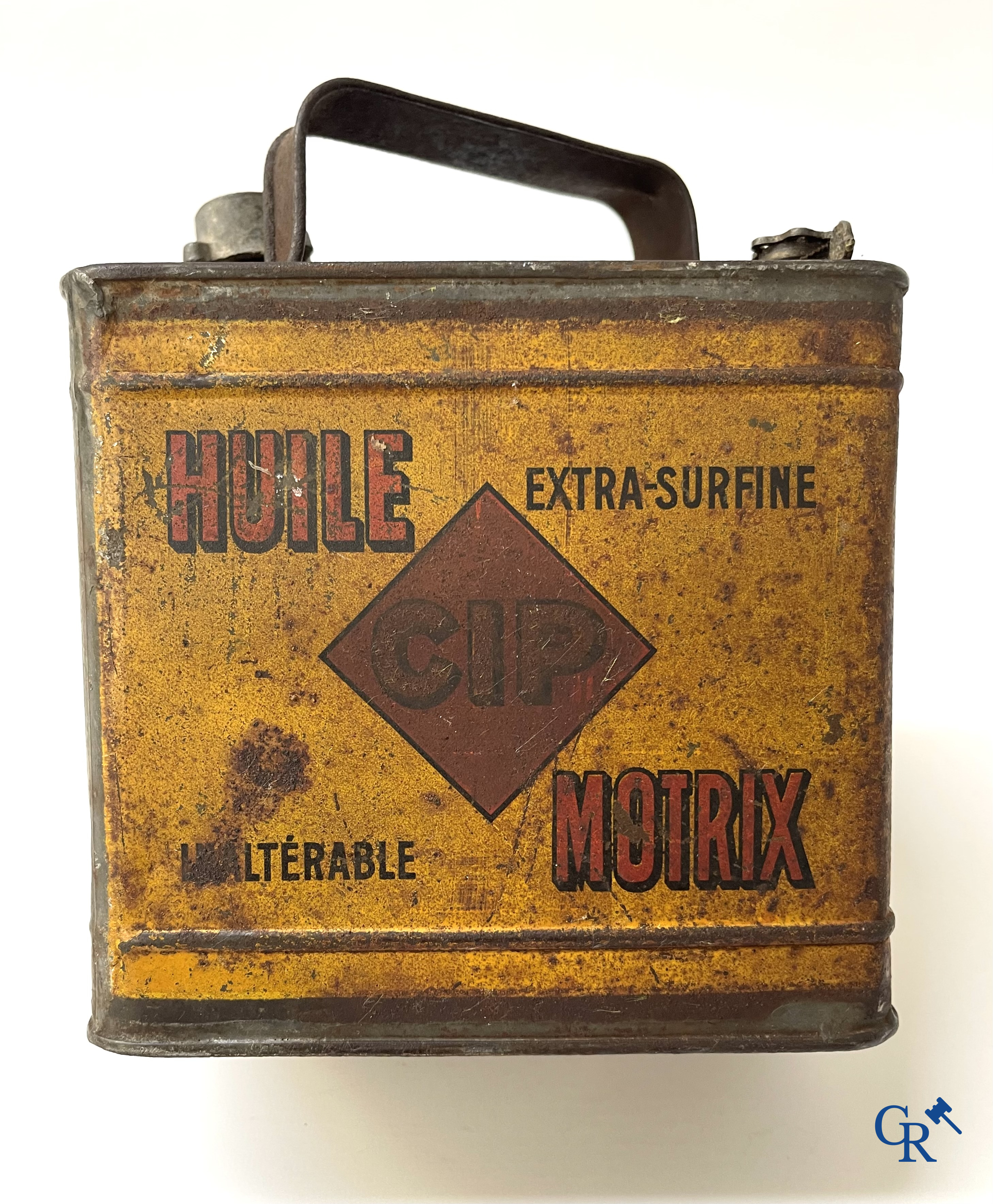 Automobilia. 3 vroege olieblikken voor motorolie. Huile Renault, Huile CIP Motrix, Huile Vitesse. Circa 1920.