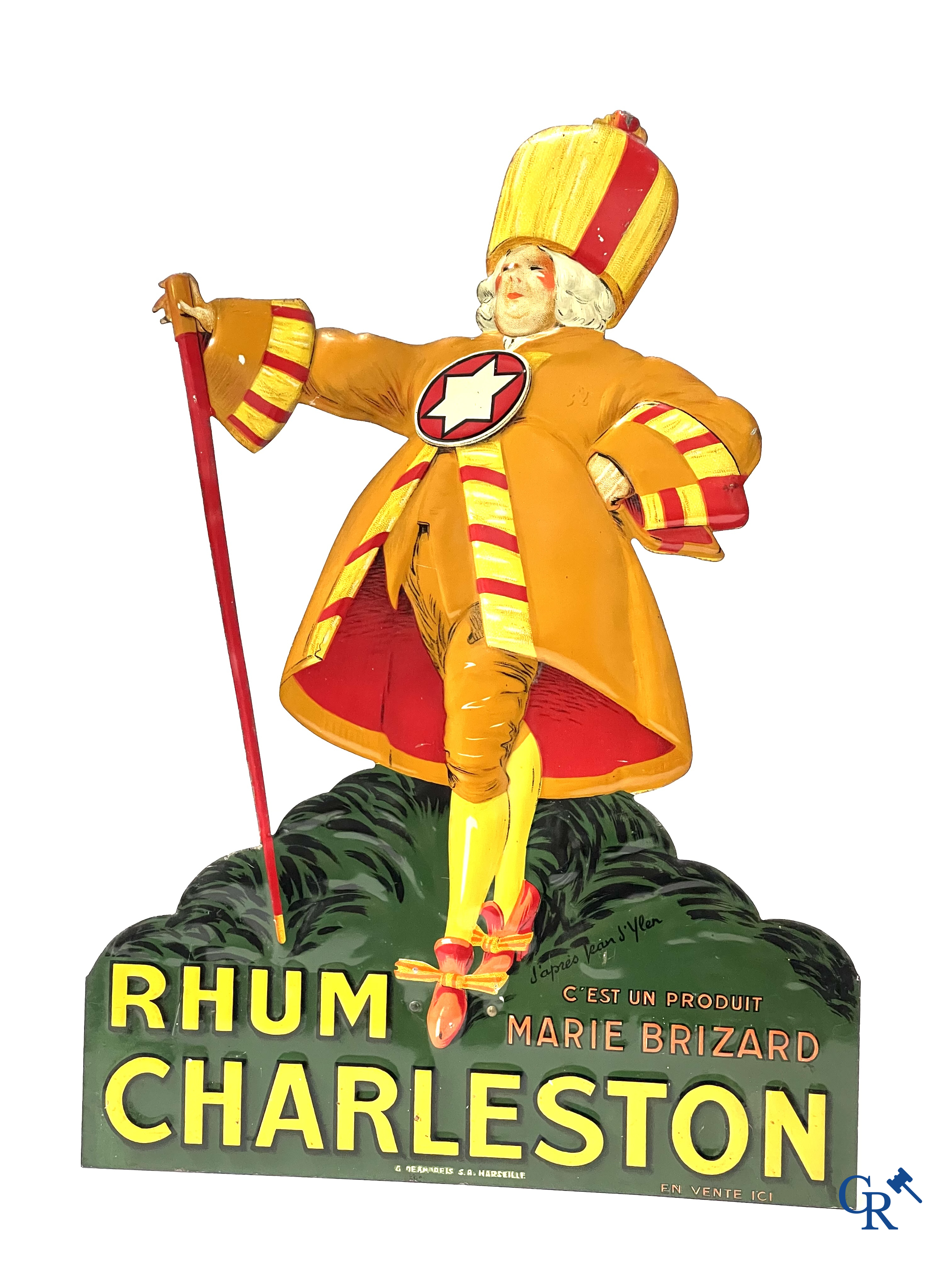 Jean D'Ylen, Publiciteit in bedrukt blik voor Rhum Charleston van Marie Brizard. Jaren '30.