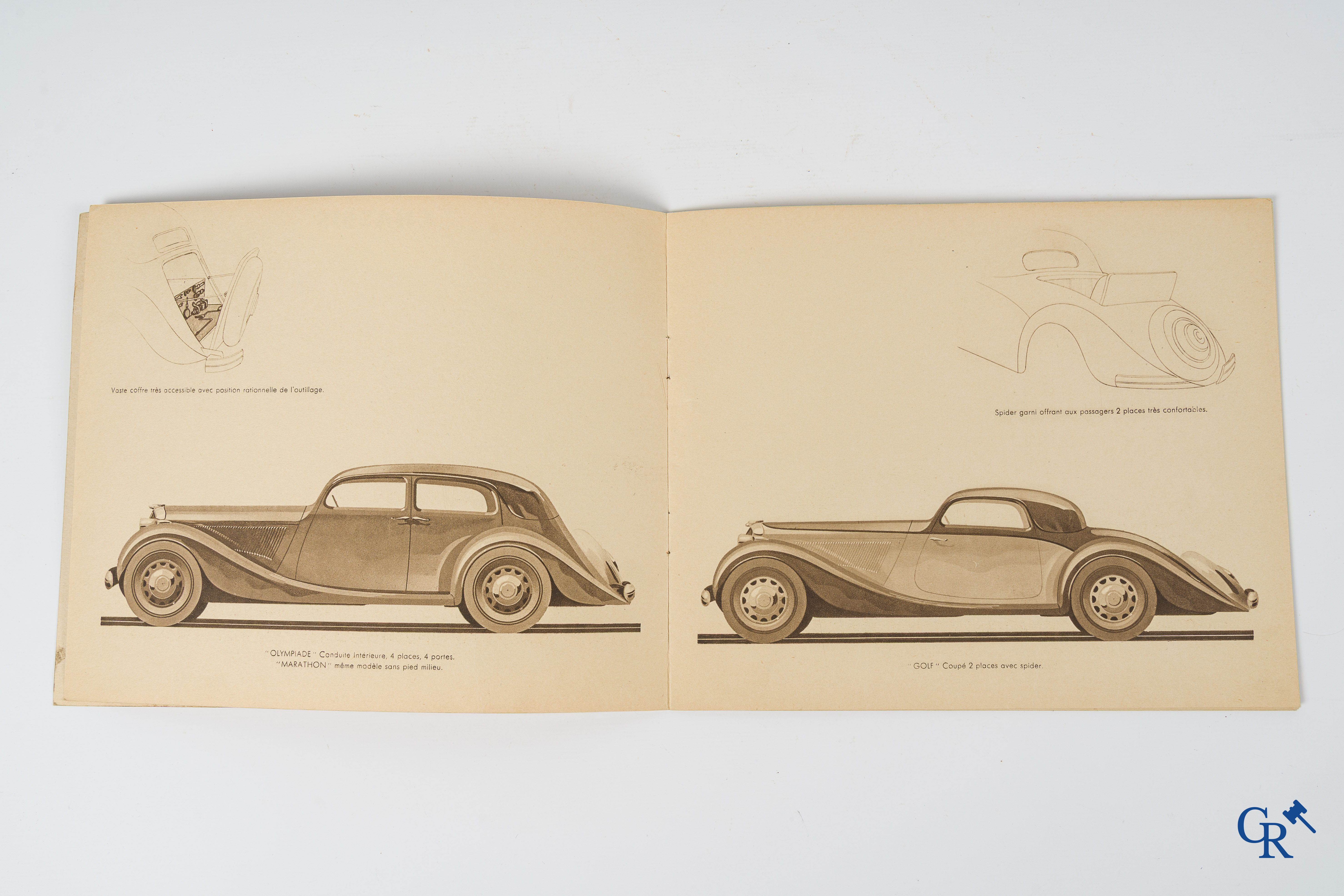 Automobilia. Géo Ham voor Amilcar. Originele publiciteitsfolder voor Amilcar, modèles Pégase. 1935-1936.