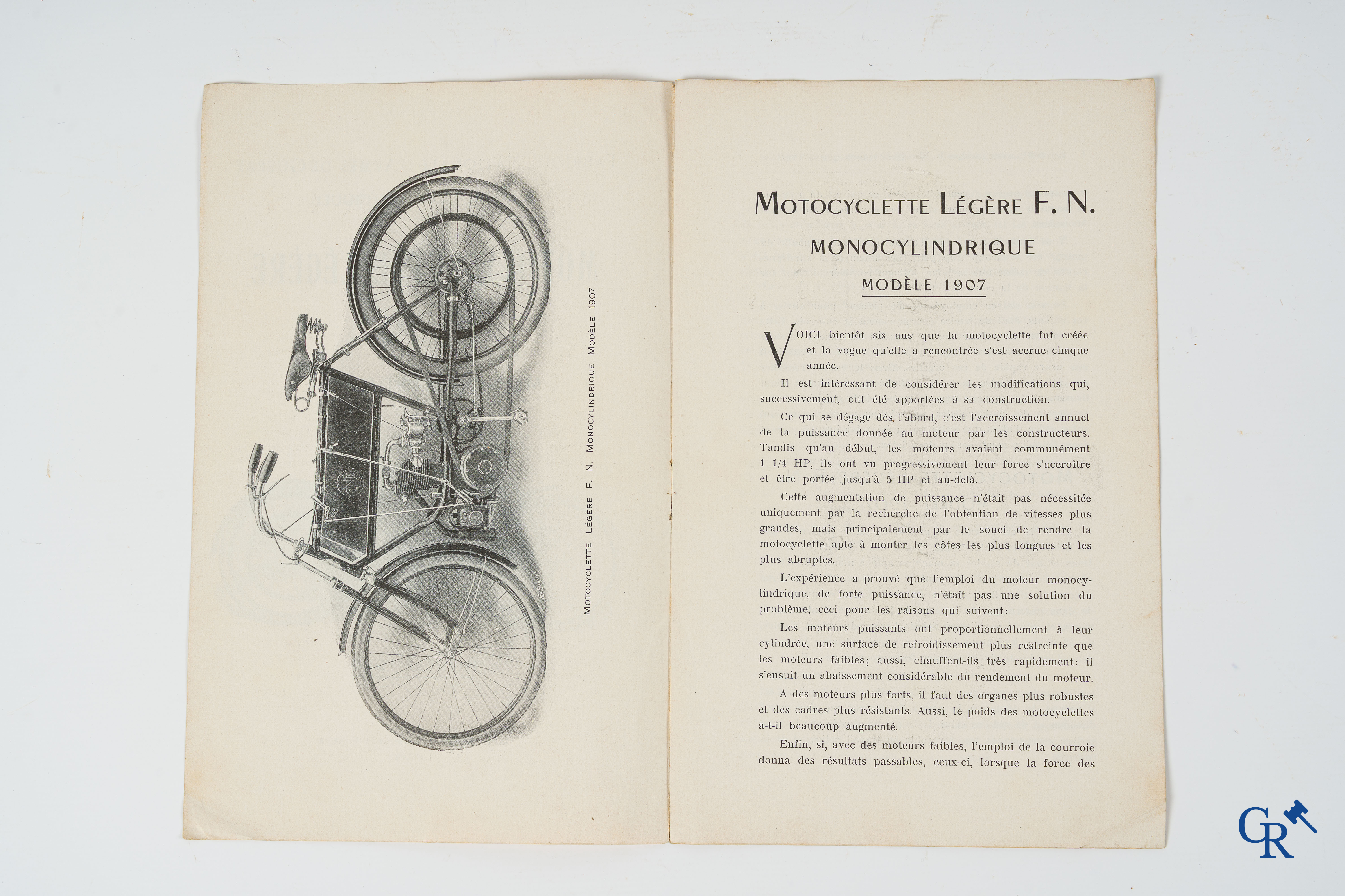 FN. Fabrique Nationale, Luik. Publiciteitsfolder voor de lichte motorfietsen F.N., één cylinder, model 1907.