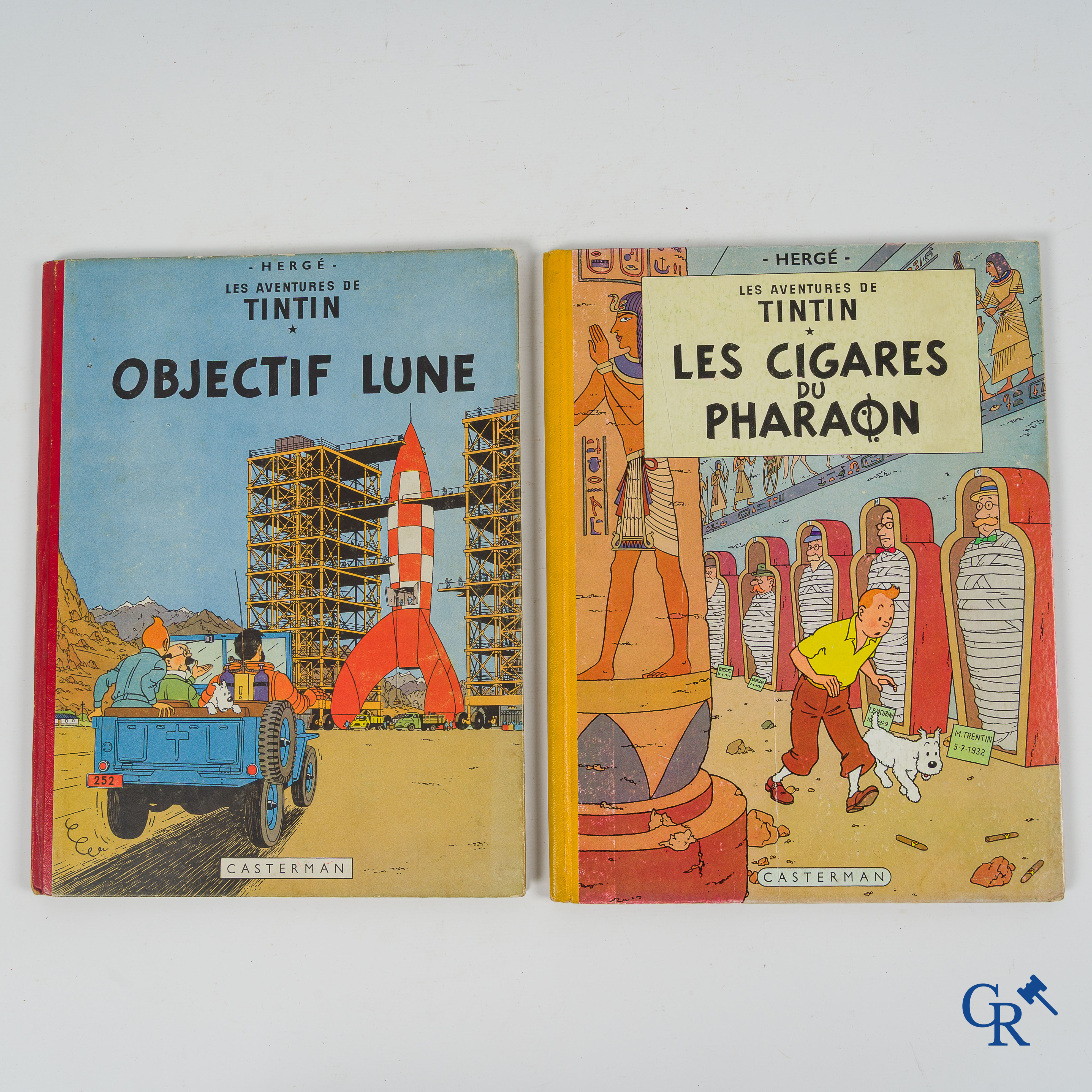 Hergé. Kuifje. Les aventures de Tintin. 2 stripverhalen. "Objectif Lune" en "Les Cigares du Pharaon". Casterman.