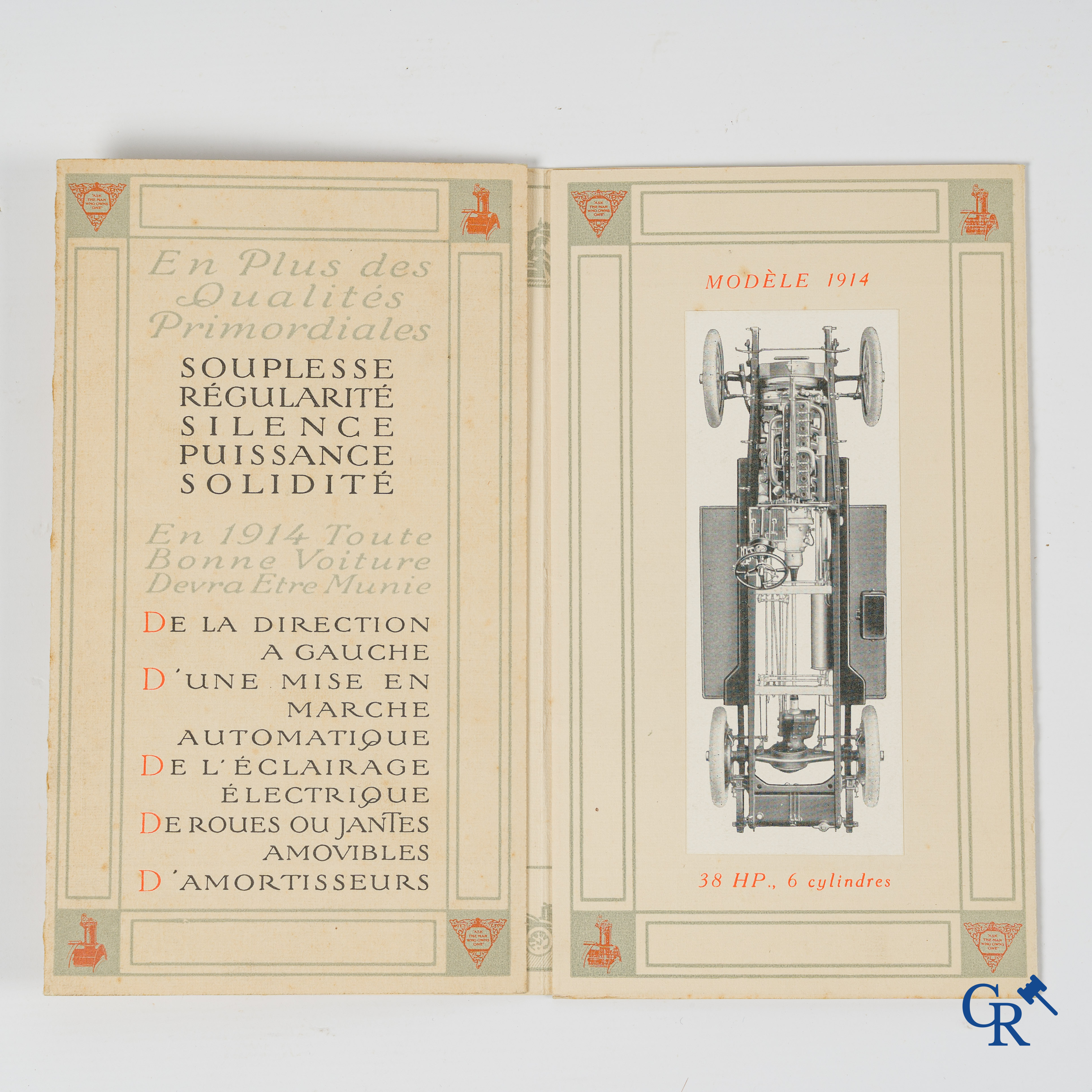 Automobilia. Packard. Luxe opvouwbare publiciteitsfolder voor Packard Motor Cars, model 1914.