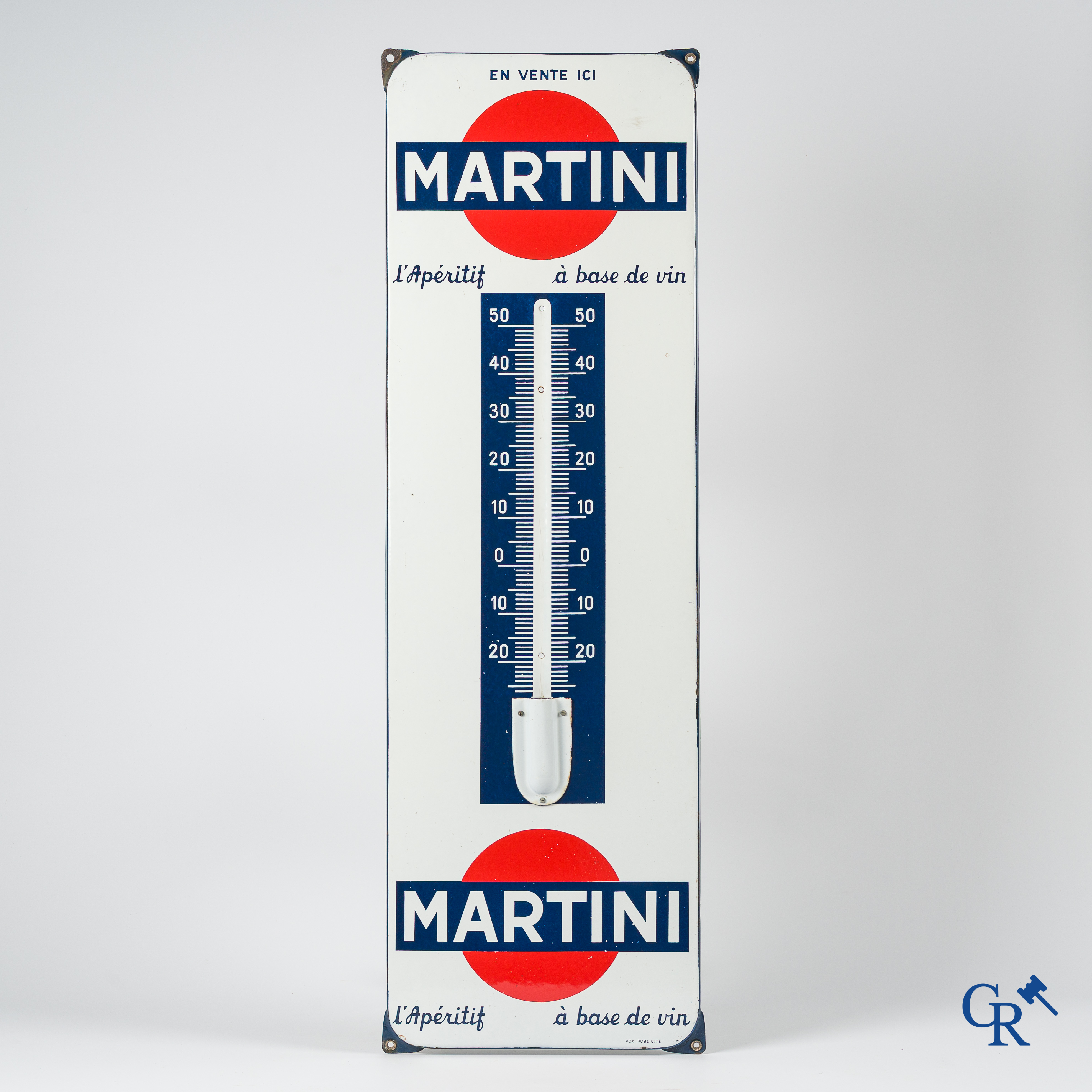 Martini, l'Apéritif à base de vin. Grote publiciteitsthermometer voor Martini. Jaren '50.