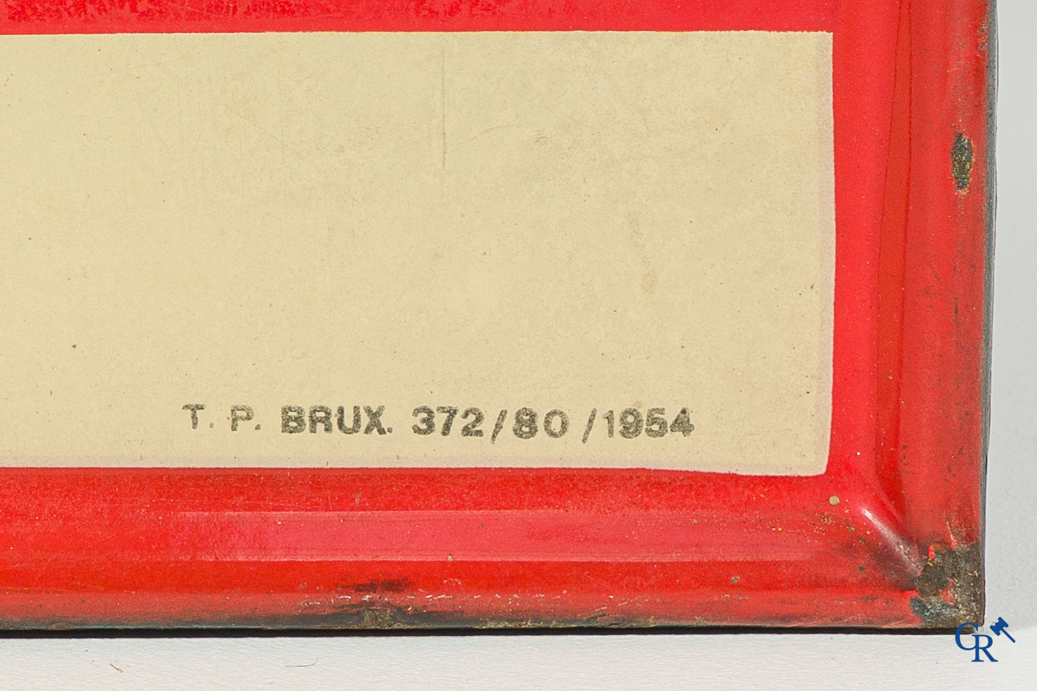 Speciale Das. Emaille reclamebord uit 1954 voor de Brouwerij van Hougaerde. Emaillerie Koekelberg.