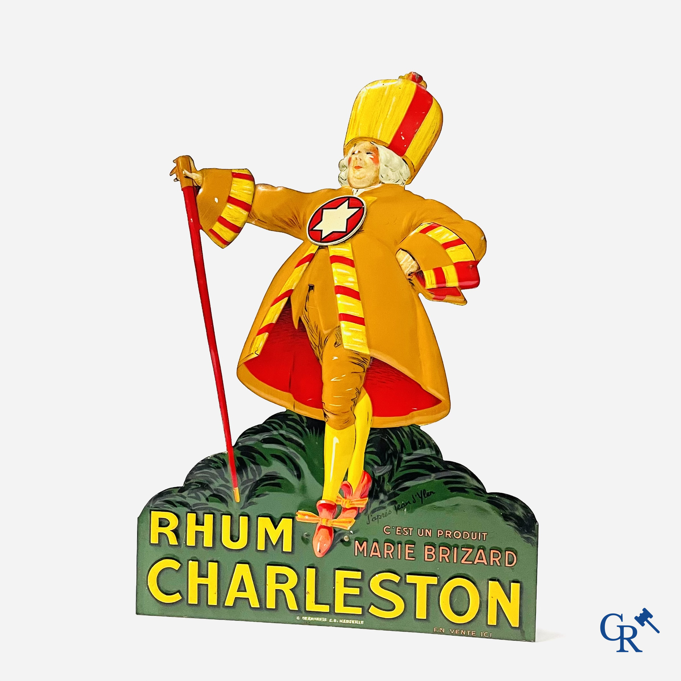 Jean D'Ylen, Publiciteit in bedrukt blik voor Rhum Charleston van Marie Brizard. Jaren '30.