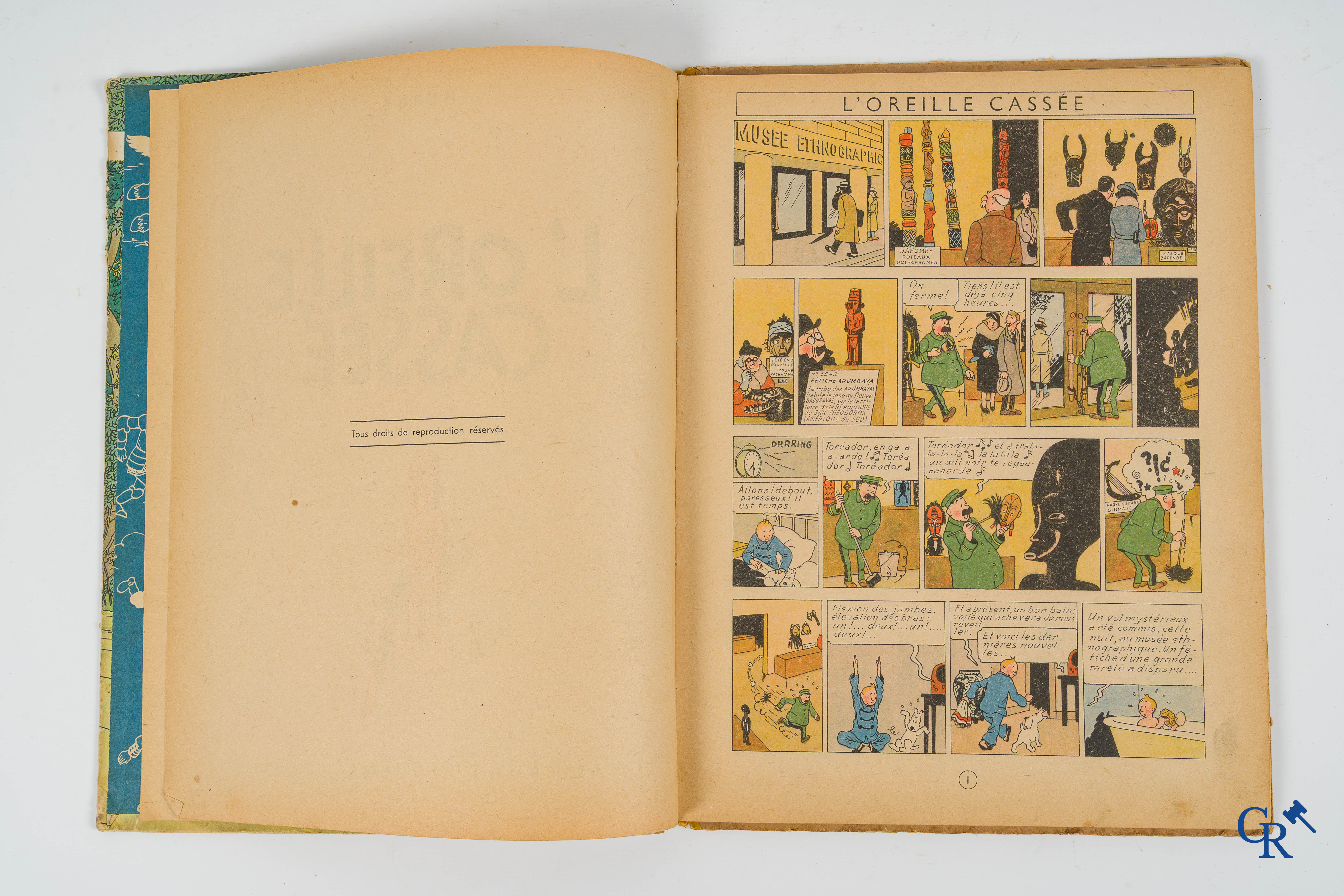 Hergé. Kuifje. Les aventures de Tintin. L'oreille cassée. Stripverhaal. Casterman. Imprimé en Belgique.
