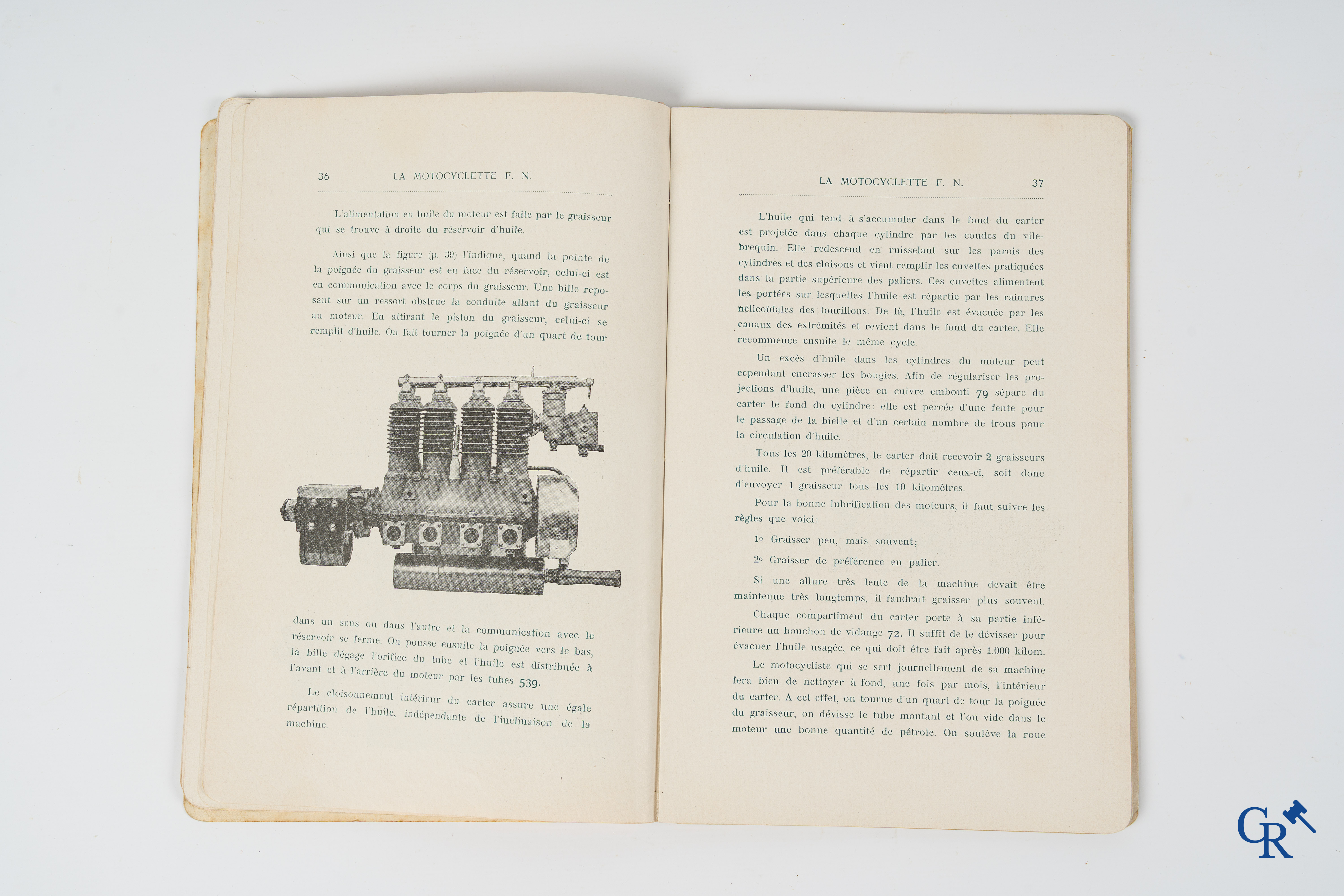 FN. Fabrique Nationale, Herstal-Luik. Originele onderhoudsboek voor de 4 cylinder motorfiets F.N., model 1907.