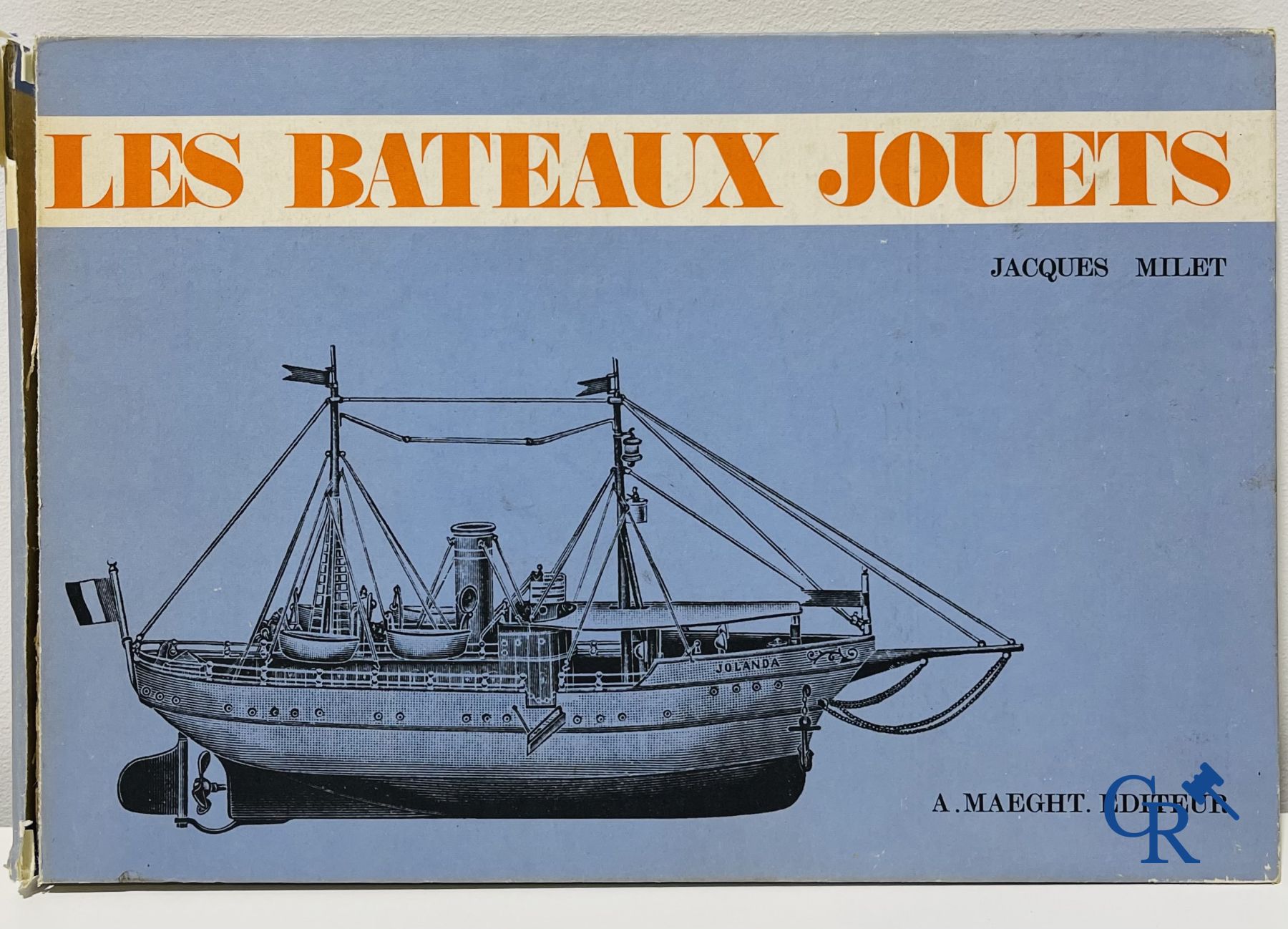 Old toys: Jacques Milet. 4 books on toy boats and 2 original drawings by Jacques Milet.