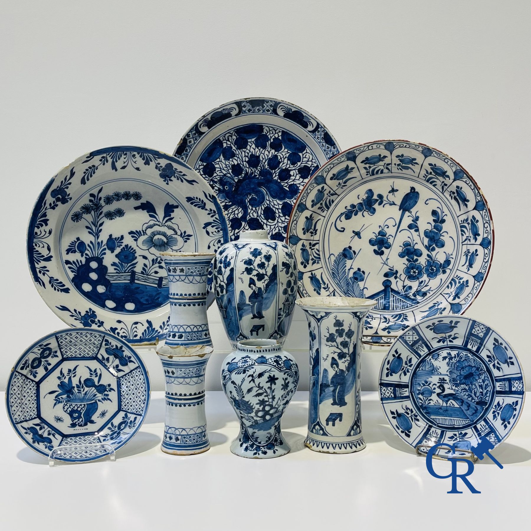 Delft: 10 pieces of 18 century Delft faience.