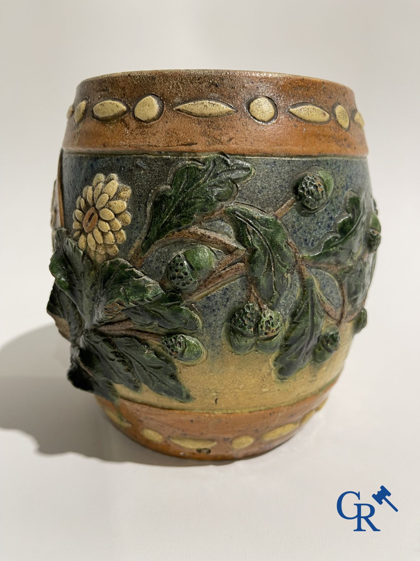 A Torhout tobacco pot Armand Maes-Platteau and a mug in Flemish pottery.