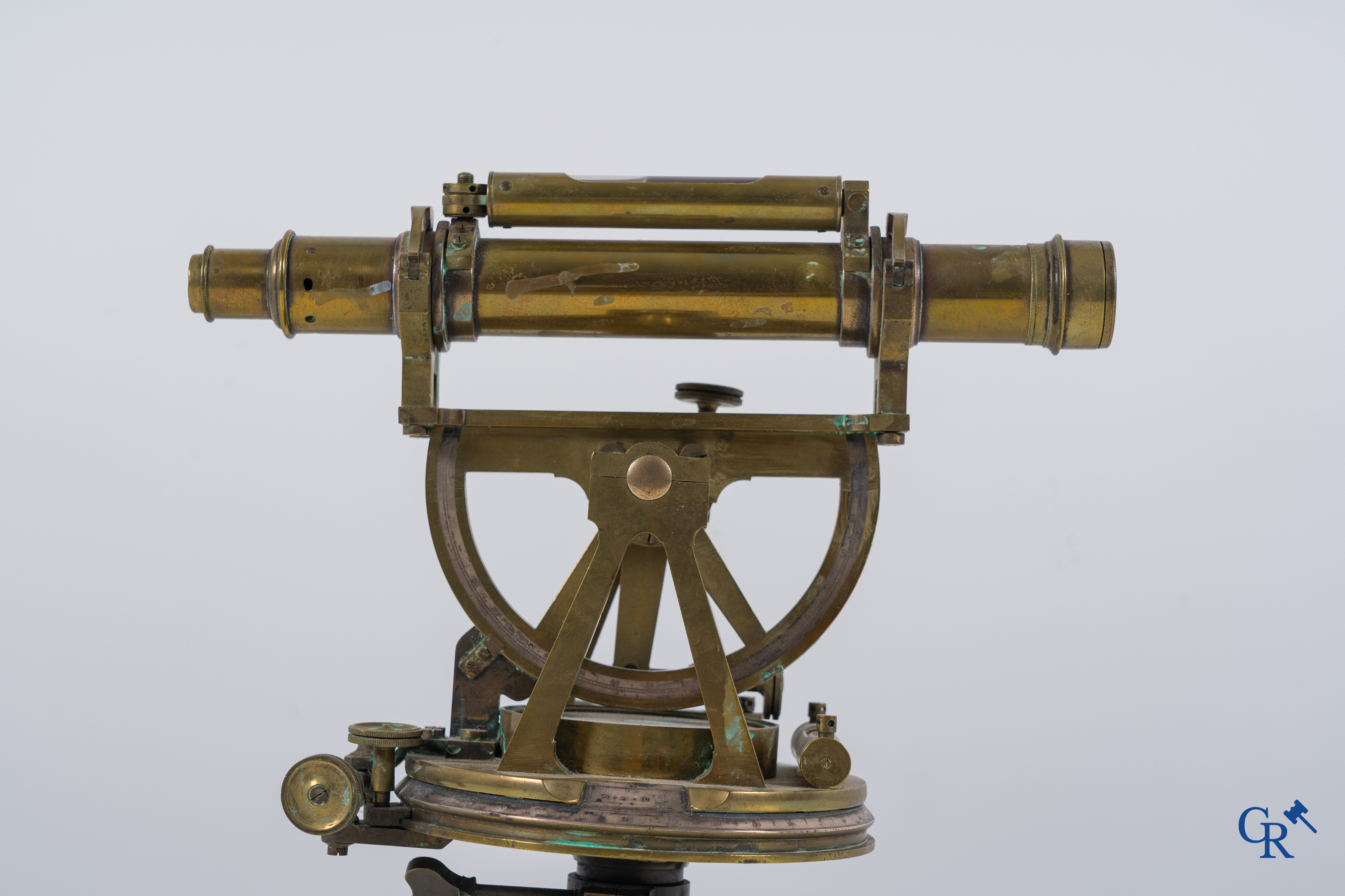 Scientific objects: A theodolite made by Troughton & Simms in London.