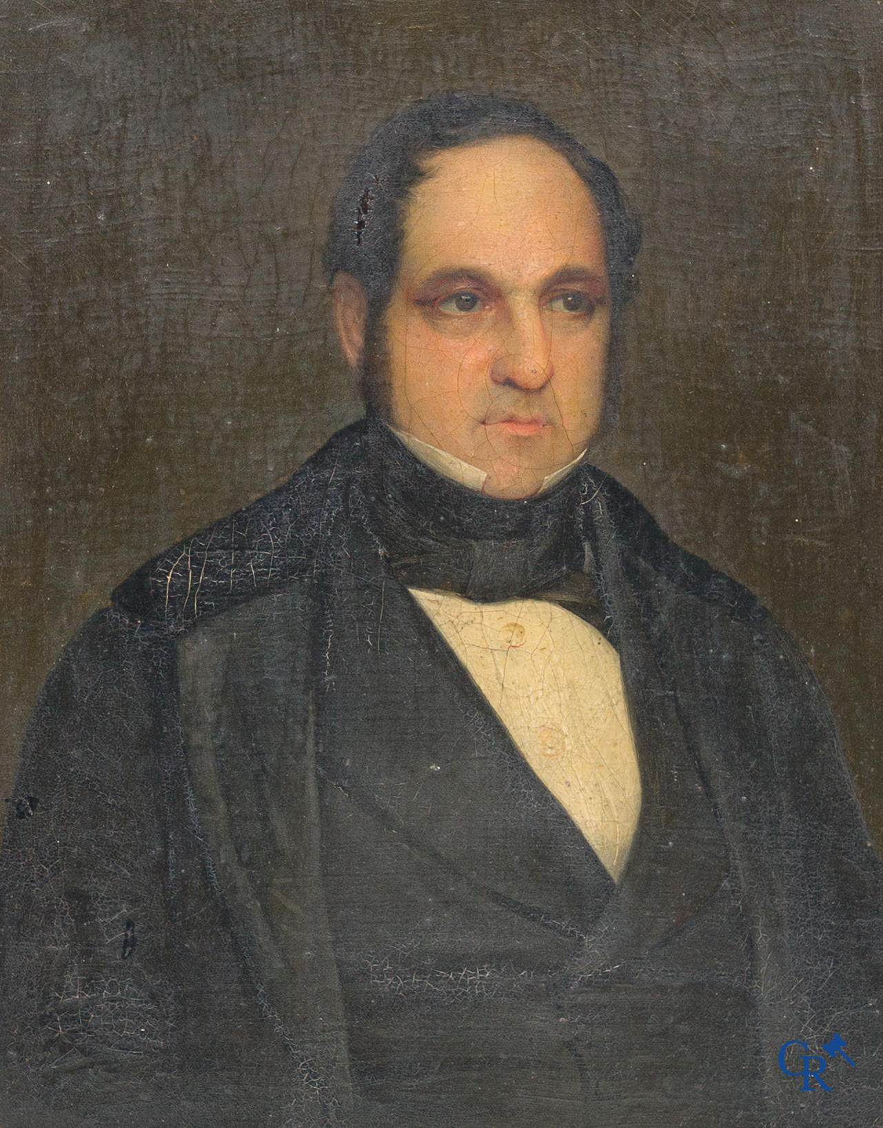 Paintings. 2 portrait paintings in gilded frames. 19th century.