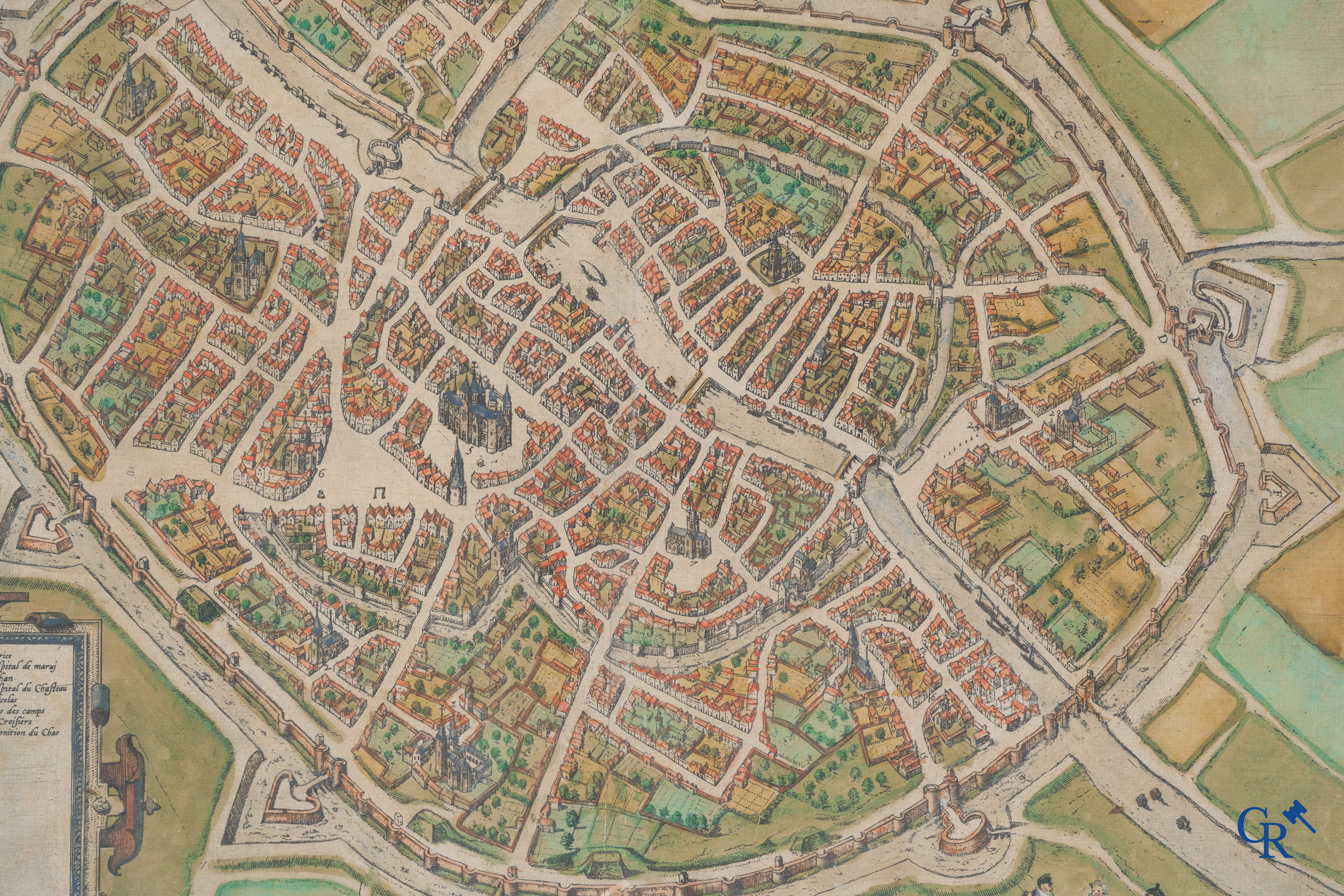 2 Hand-coloured maps of the city of Mons and Tournai.