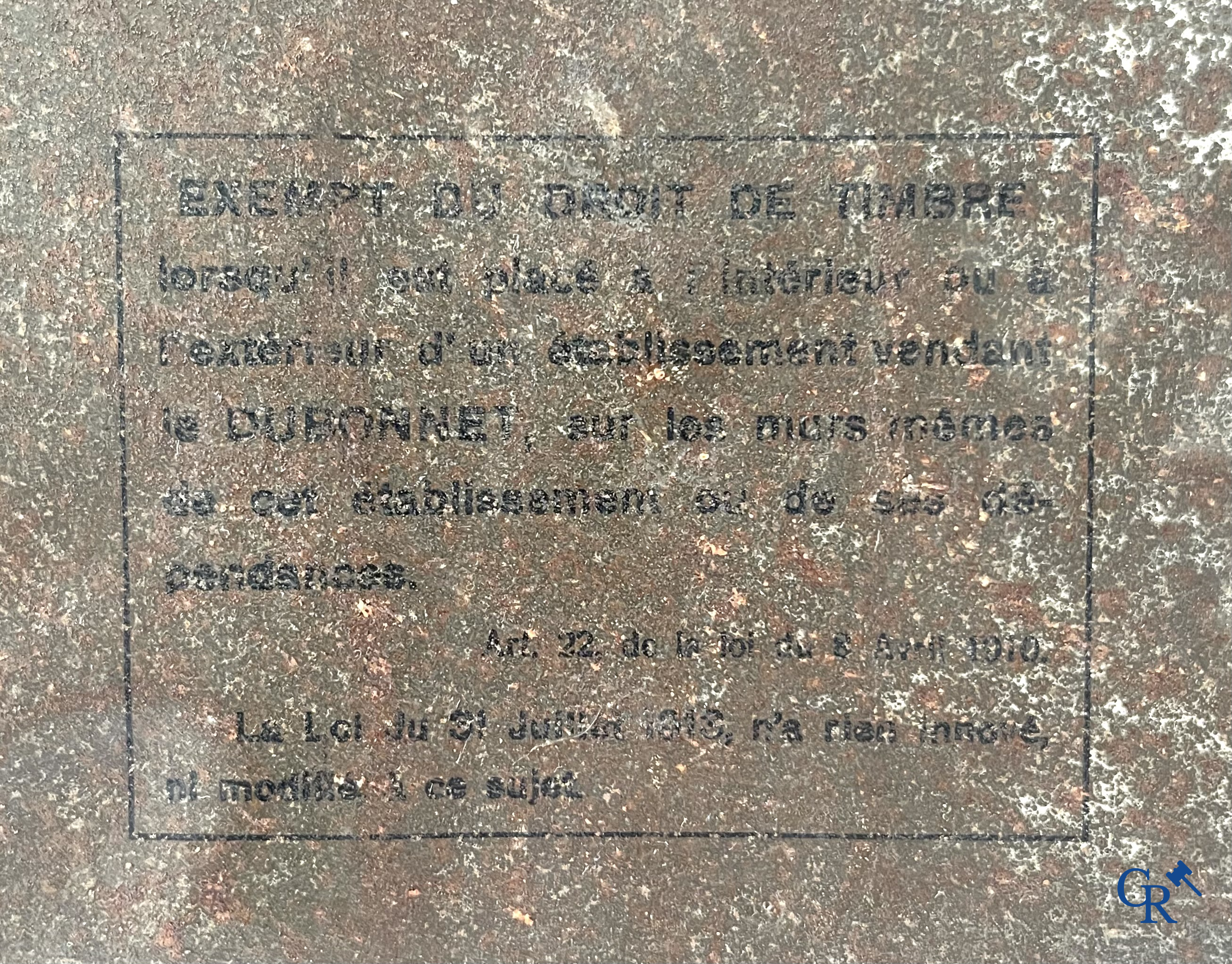 Dubonnet, Publiciteit gedrukt op metaal voor Dubonnet, Vin Tonique au Quinquina. Imp. G. De Andreis & Cie. 20'er jaren.