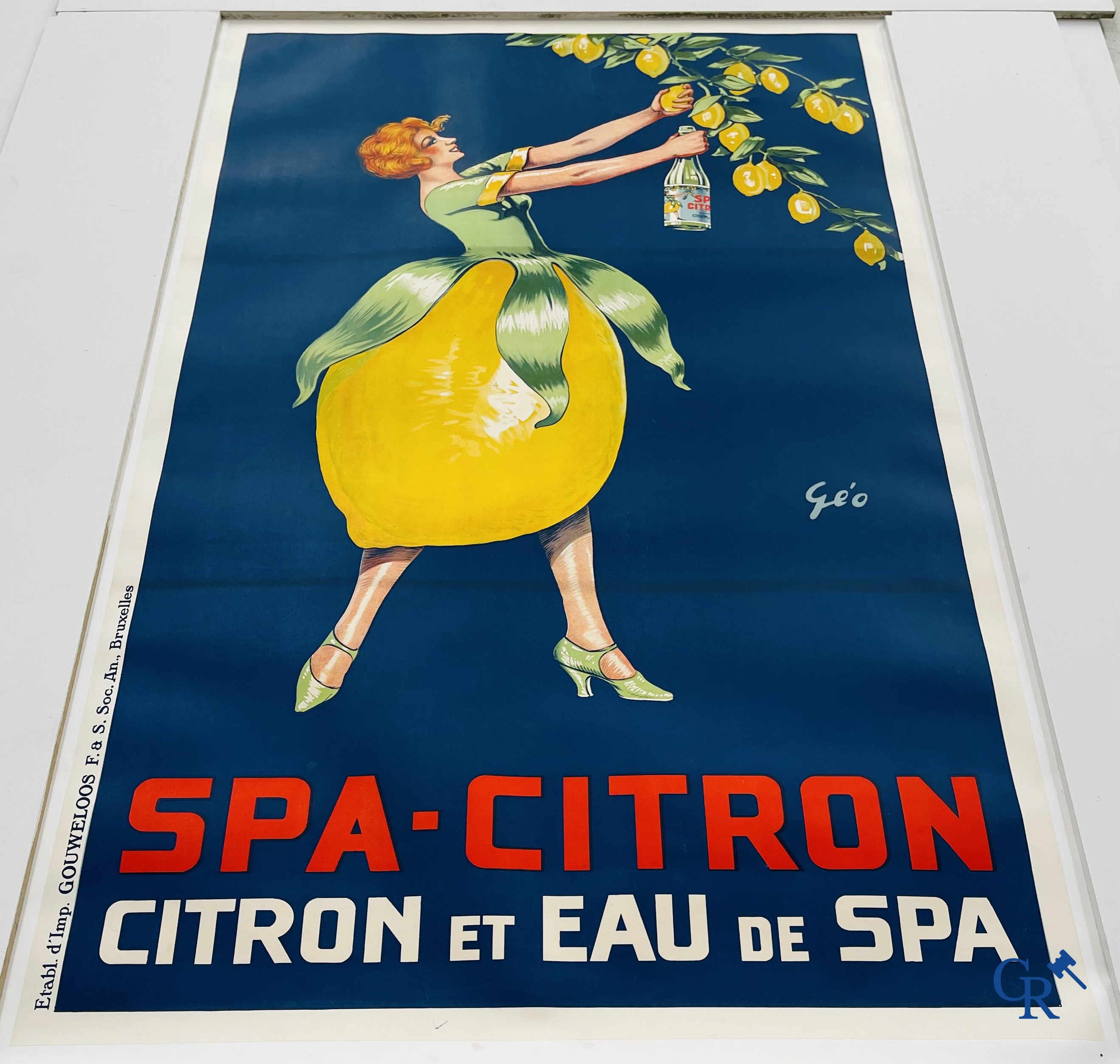 Géo, Spa-Citron, Citron et Eau de Spa. Originele publiciteitsaffiche voor Spa Citron. drukkerij Gouweloos Brussel.