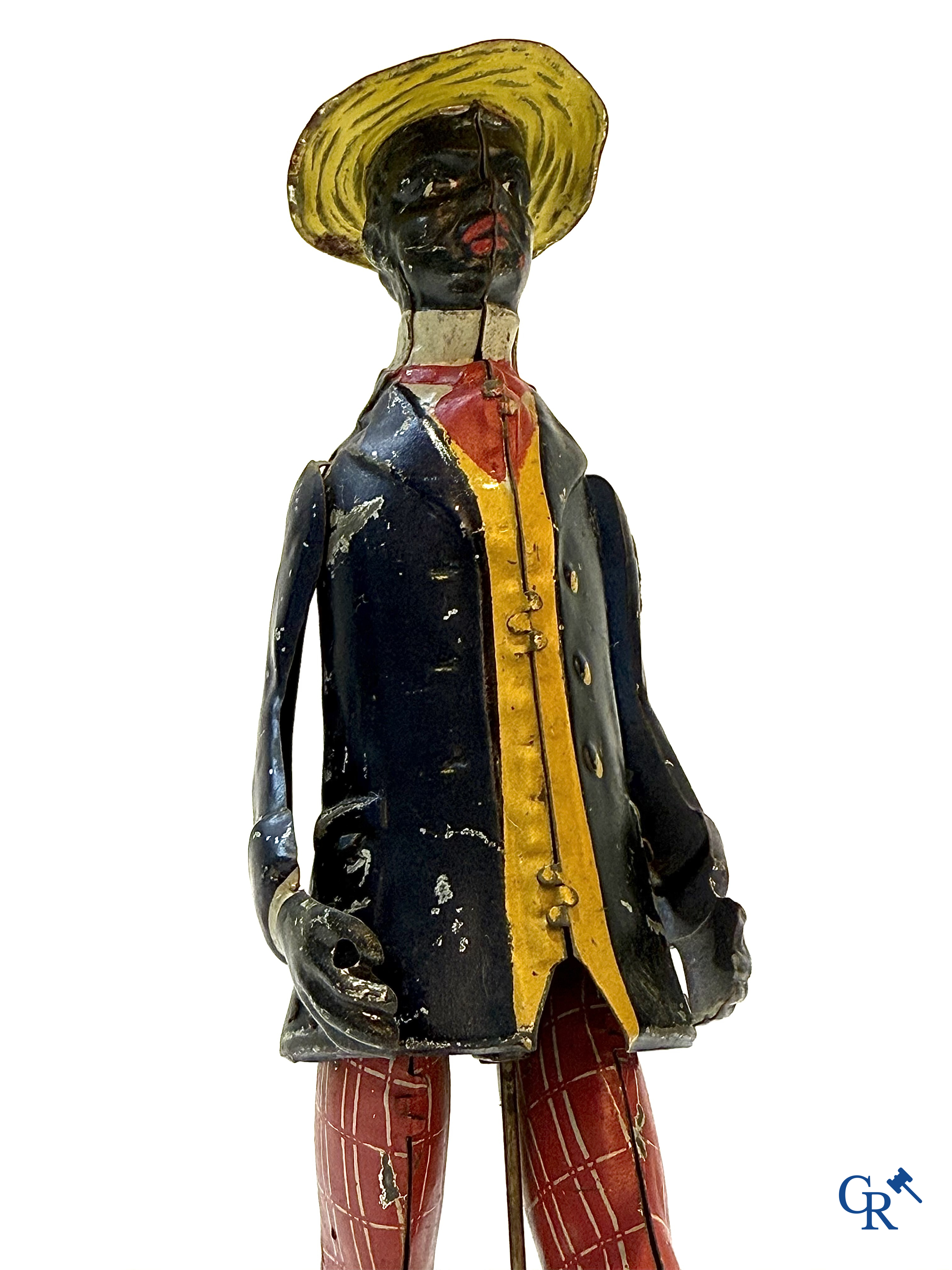 Lehmann, mechanisch speelgoed. "Alabama coon jigger" Tapdanser in beschilderd blik. Duitsland circa 1920.