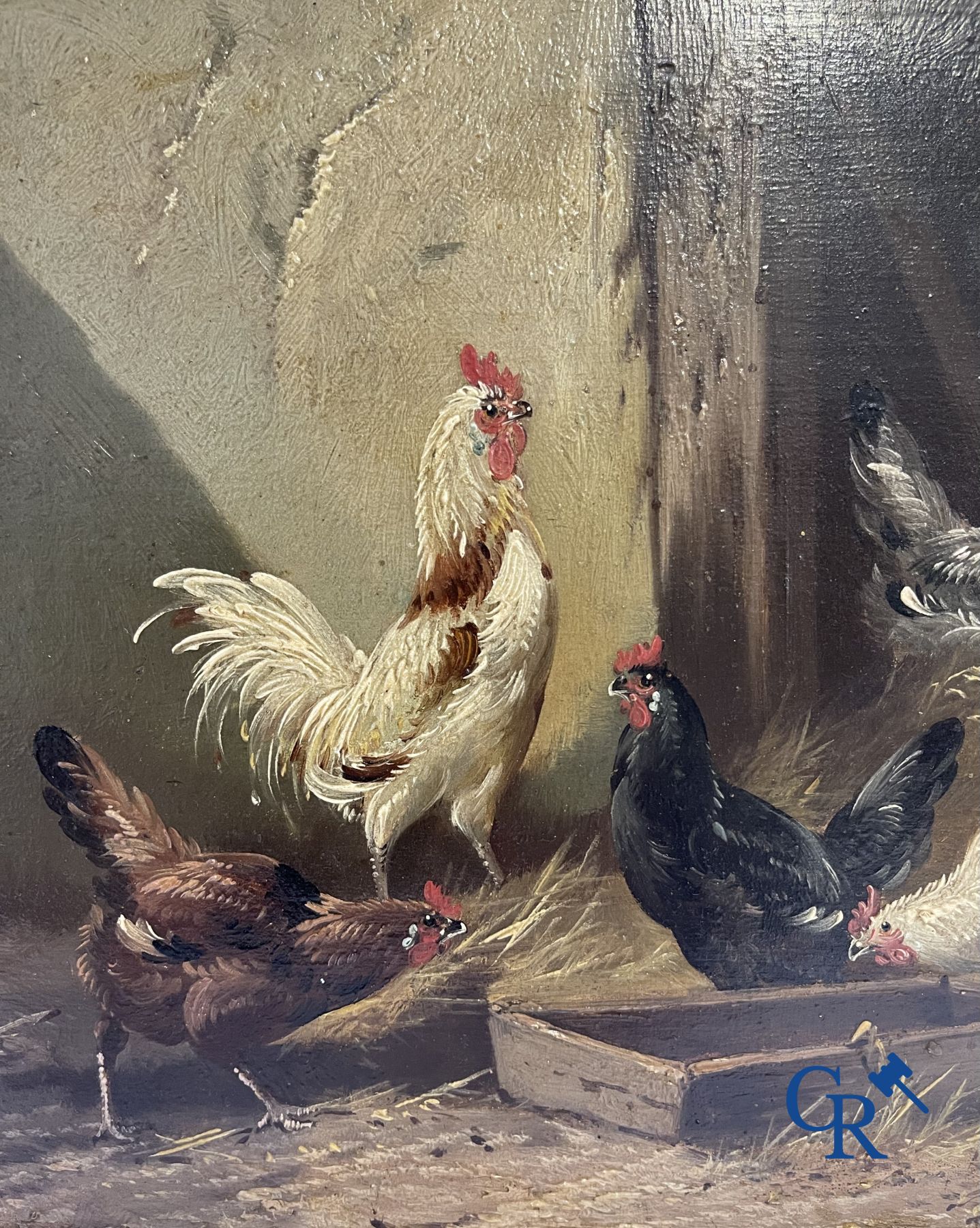 Painting: Paul Schouten, the hen house, oil on panel.