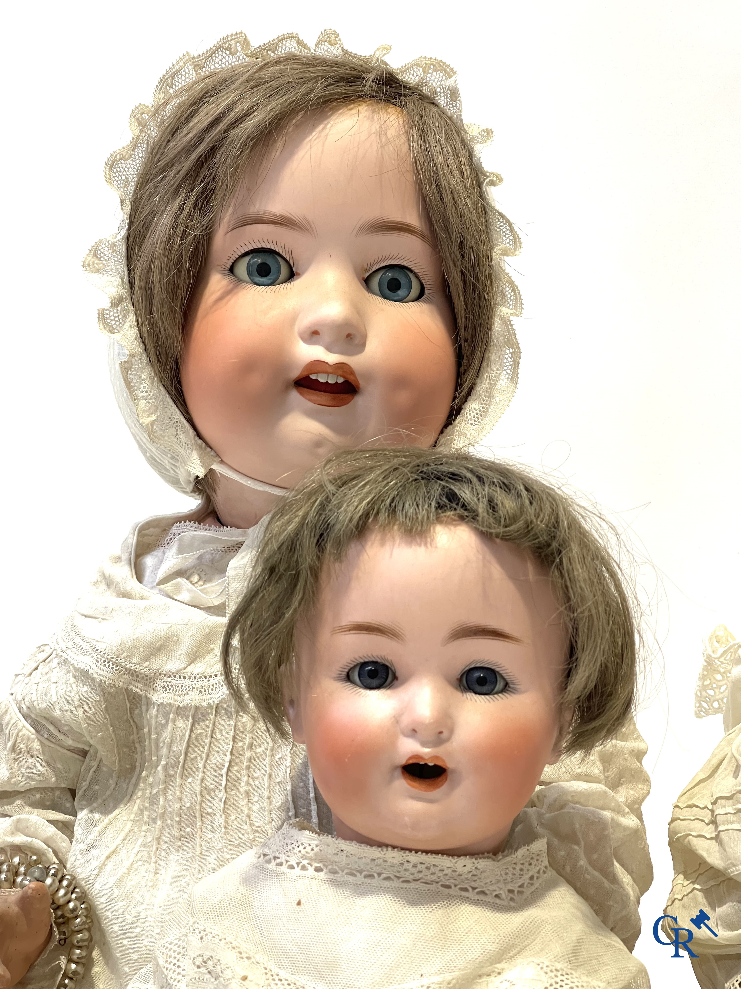 Old toys, a lot of 3 antique dolls with porcelain heads. Hilda J.D. Kestner, Blanchette, Heubach Koppelsdorf.