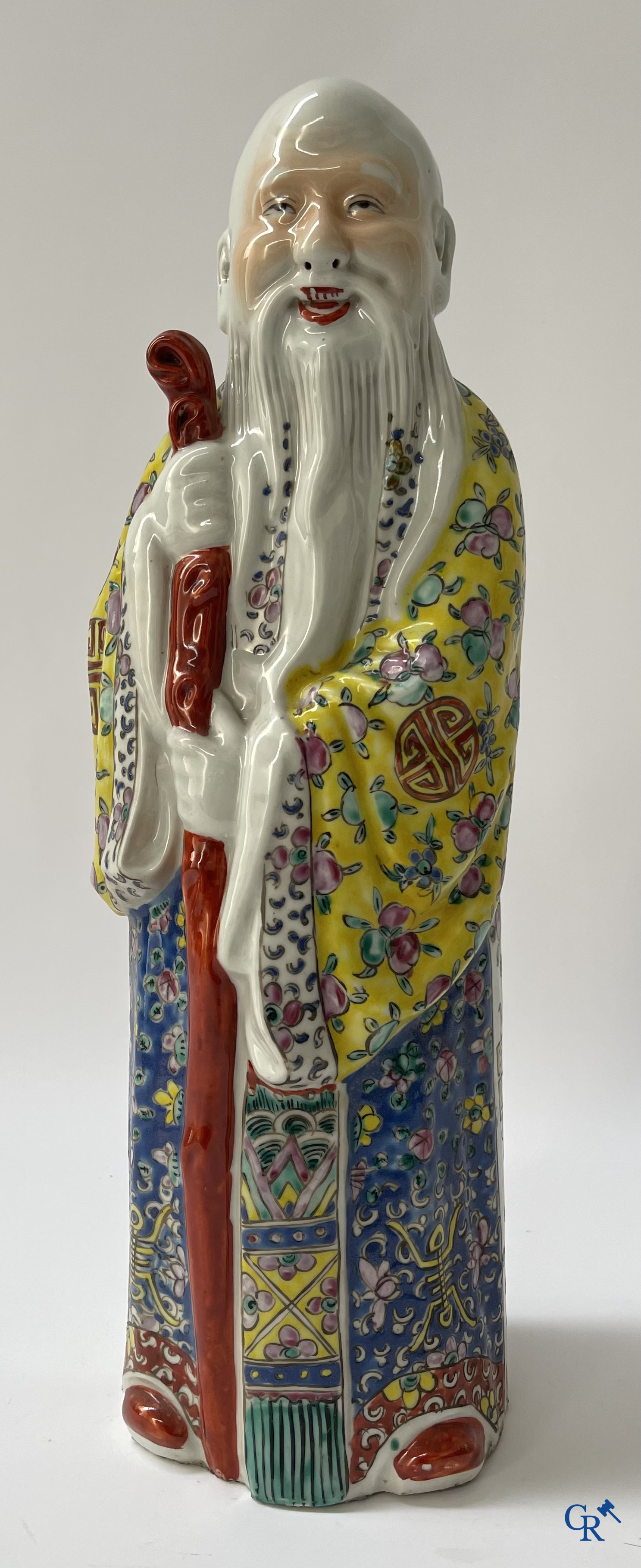 Aziatica, Chinees porselein. 3 Chinese famille rose figuren van onsterfelijken. 19de eeuw.