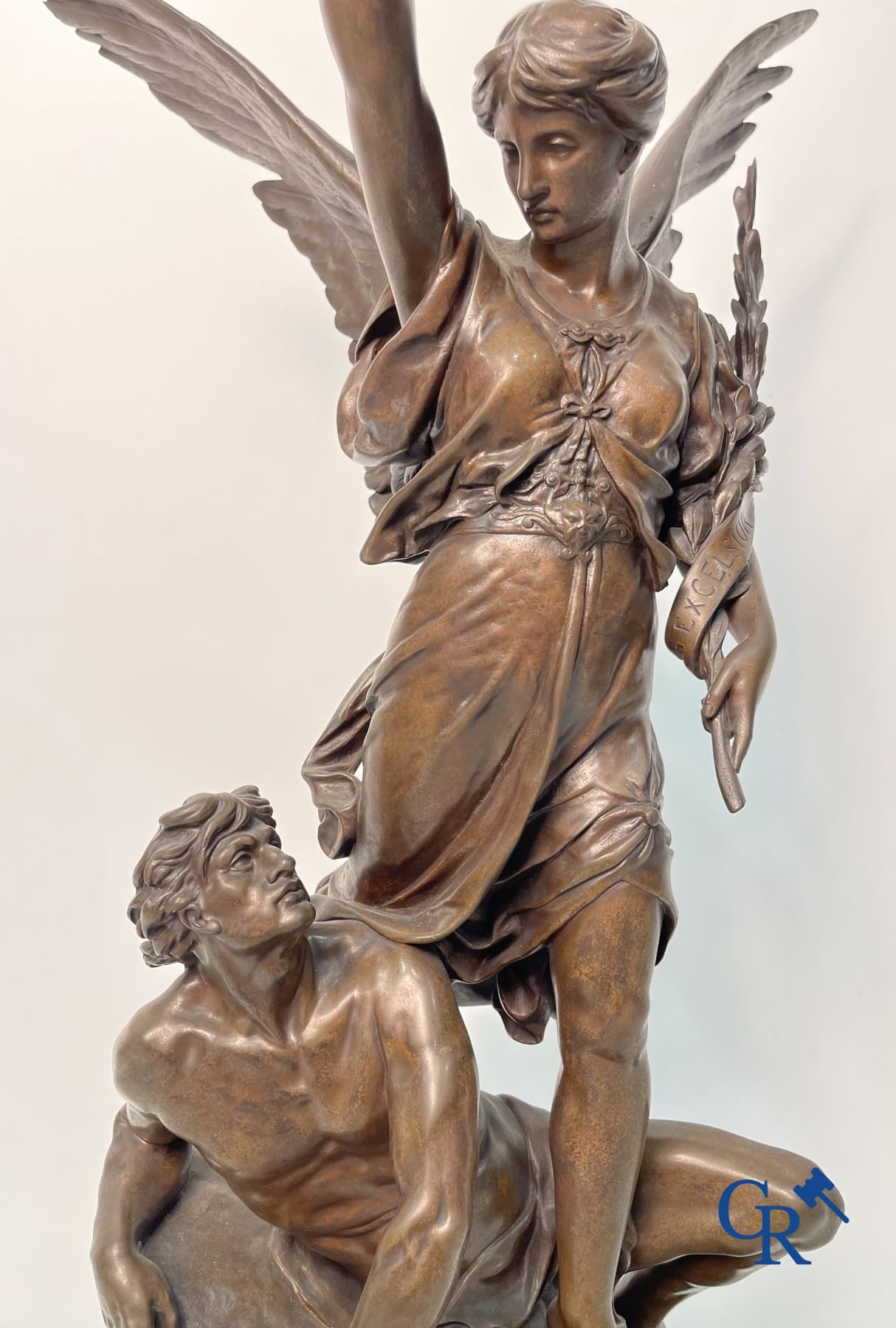 Emile Louis Picault: (Parijs 1833 - 1915) Bronzen beeld. Le Génie du Progrès.