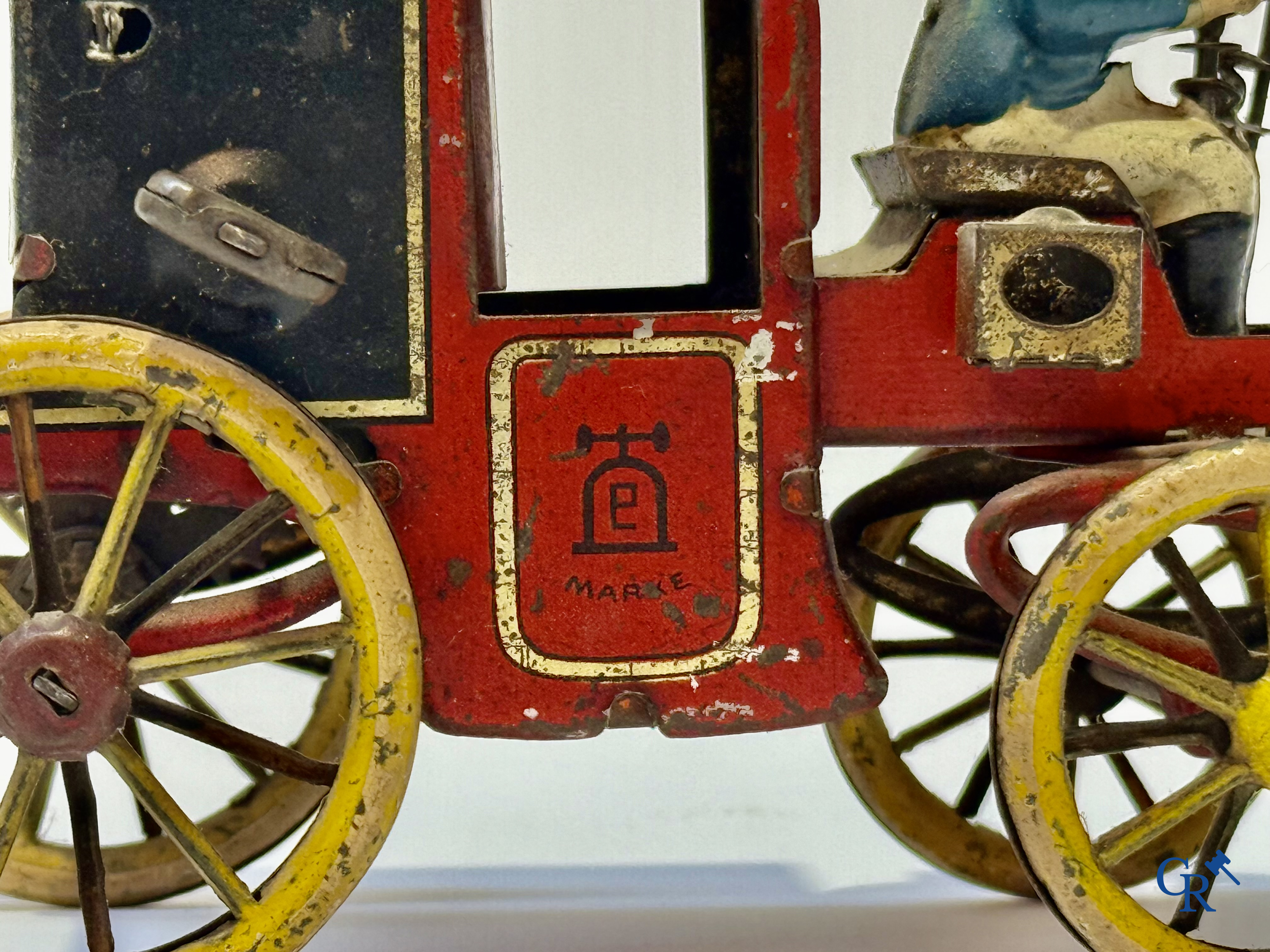 Lehmann, "Motor Kutsche" mechanical toy in painted tin. Germany circa 1906.
