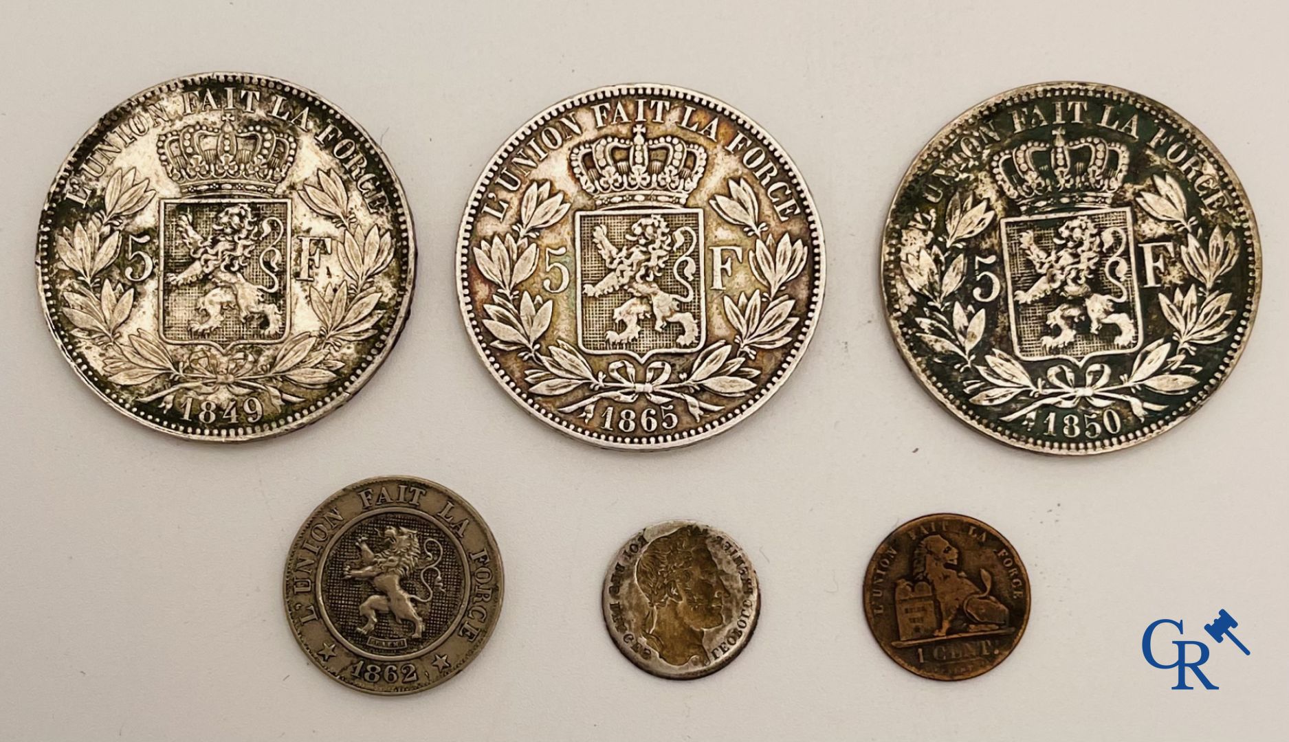 Silver coins: Leopold I and others.