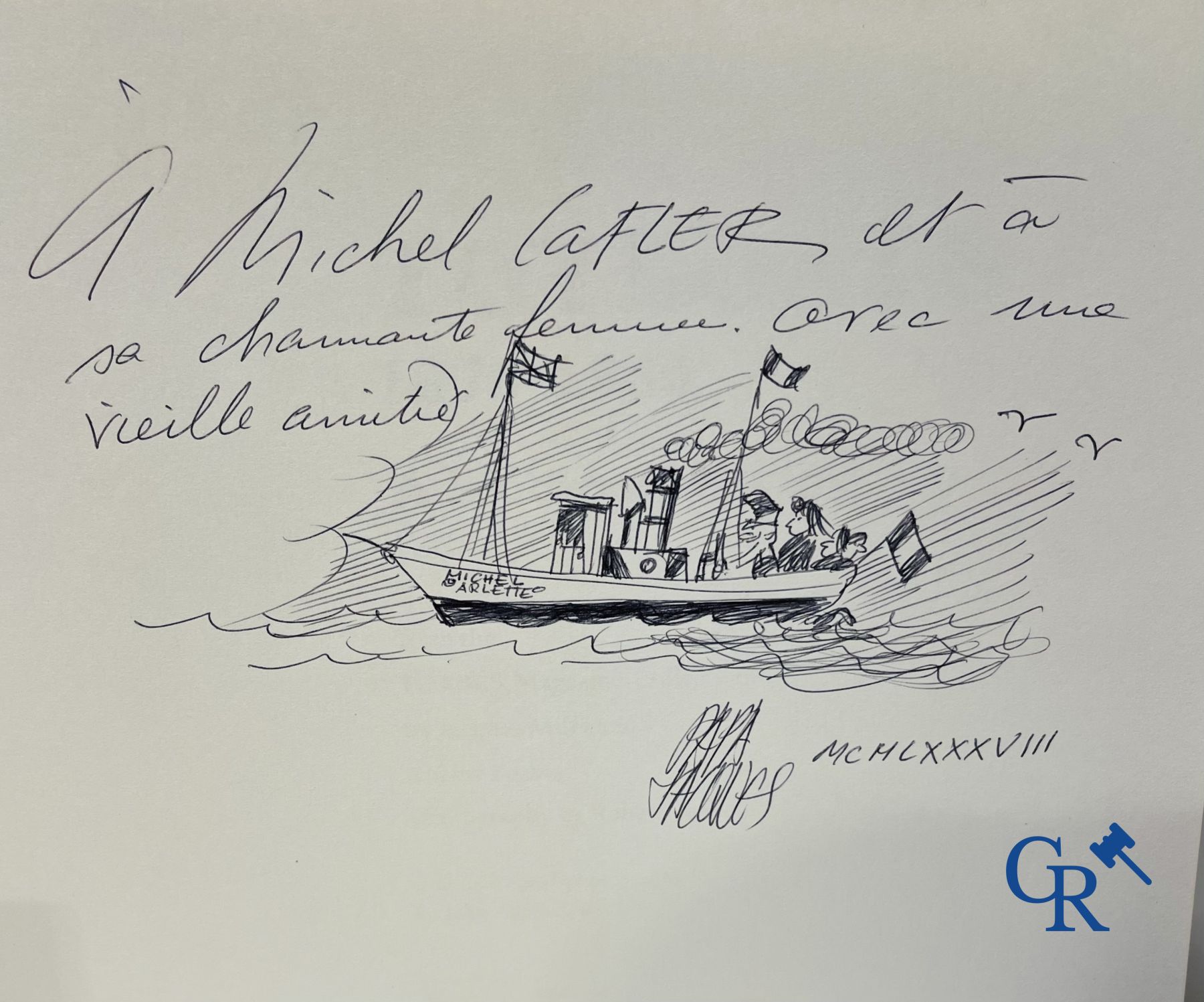 Jouets anciens : Jacques Milet. 4 livres sur les bateaux jouets et 2 dessins originaux de Jacques Milet.