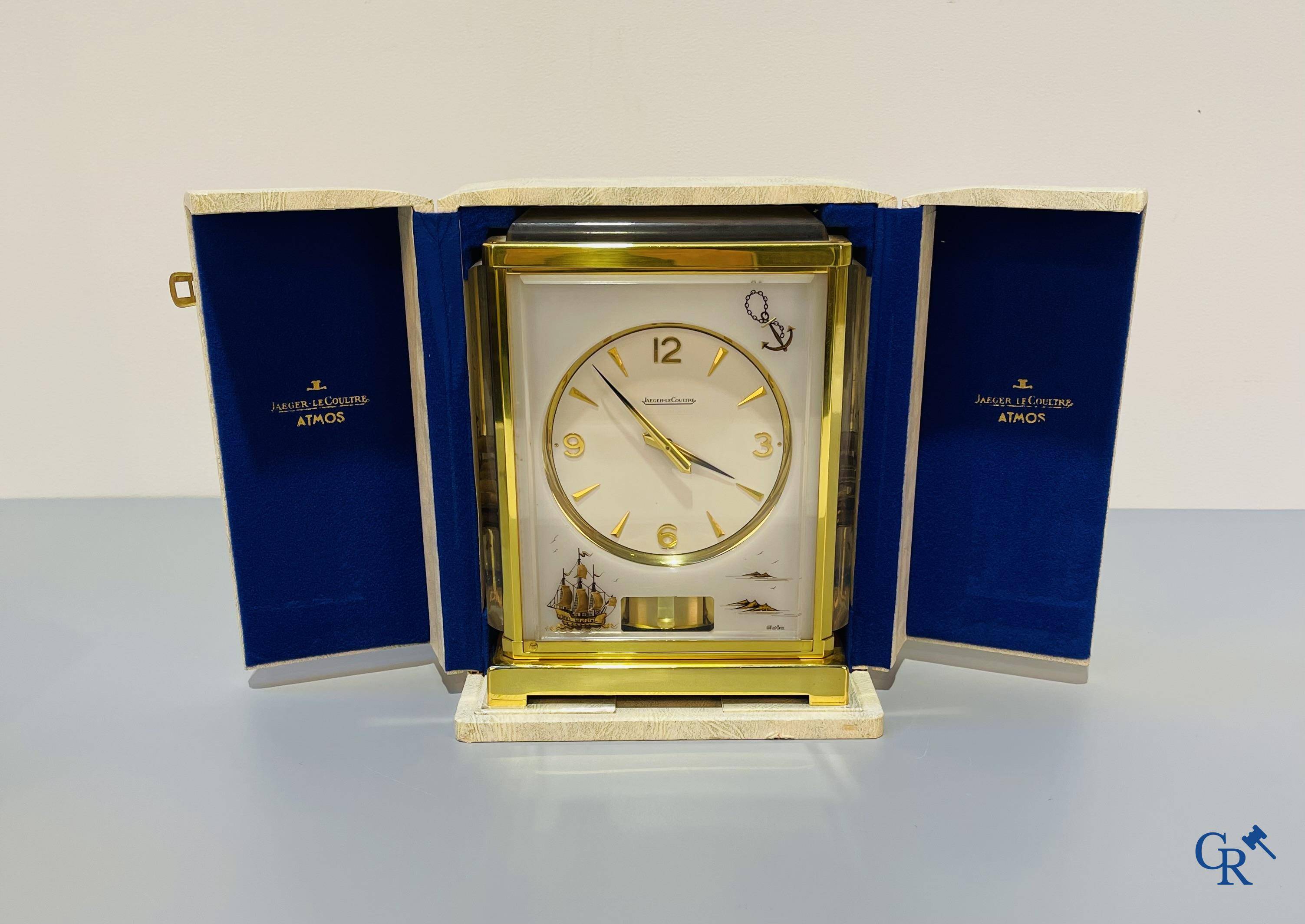 Jaeger-LeCoultre, Pendule Atmos Marina in originele opberg koffer en originele doos van levering.