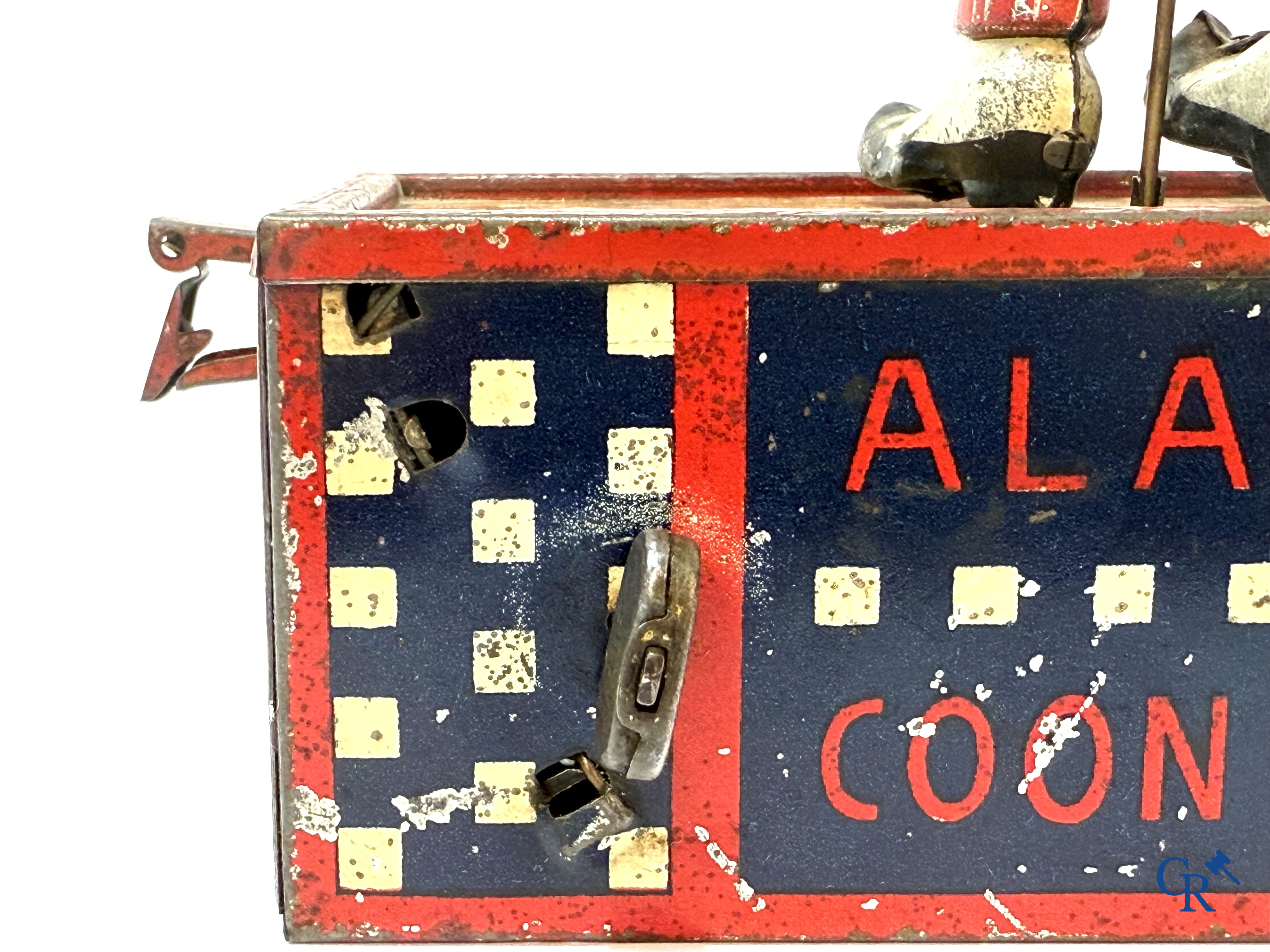 Lehmann, mechanisch speelgoed. "Alabama coon jigger" Tapdanser in beschilderd blik. Duitsland circa 1920.