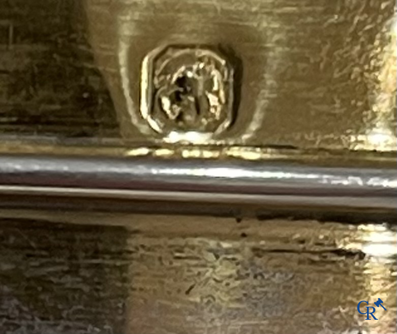 Objets religieux, un ciboria partie en vermeil avec 17 diamants taille brillant incorporés. 1ère titre. 19ème siècle.