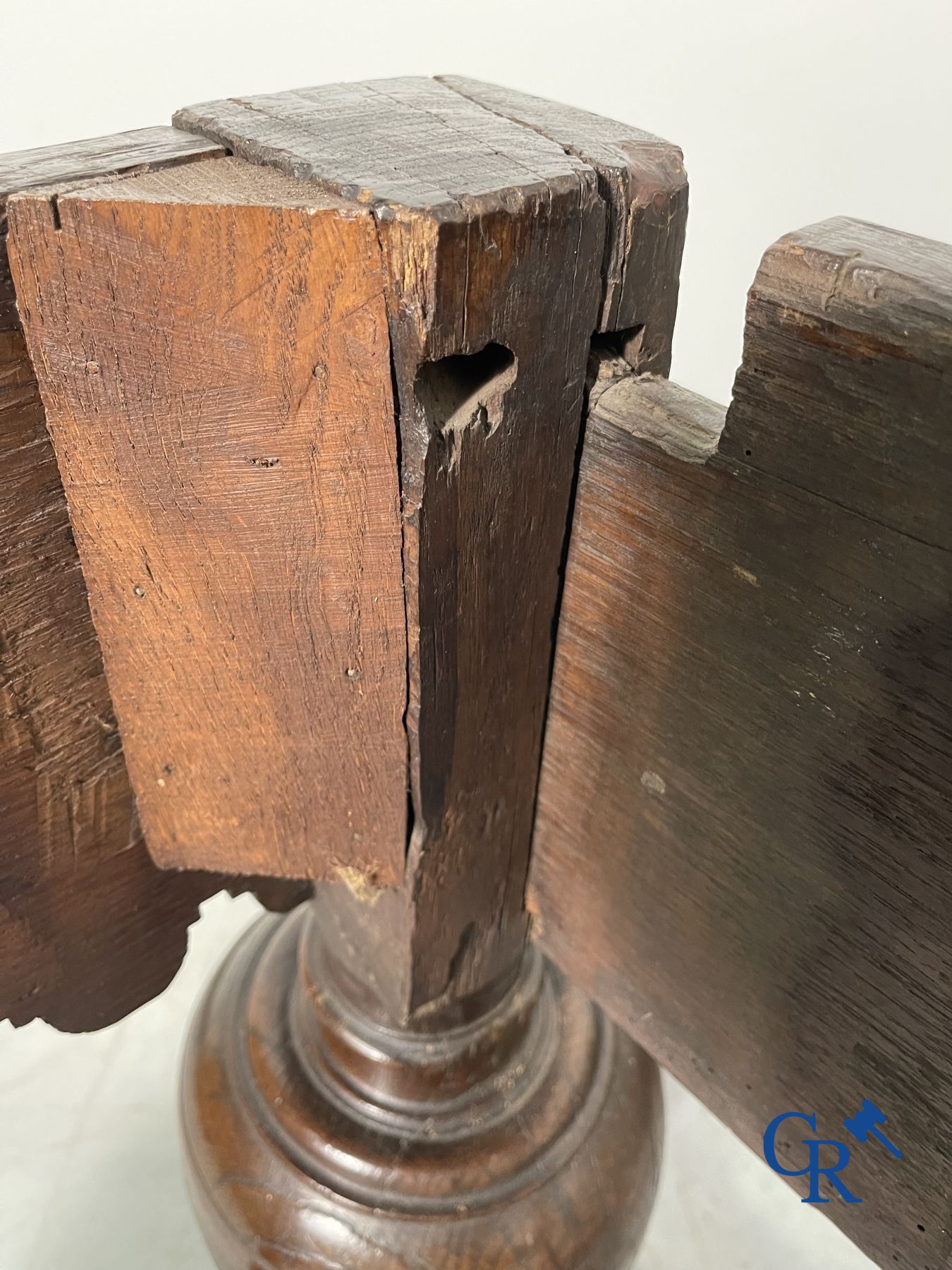 Furniture: An oak table with drawer. 17th - 18th century.