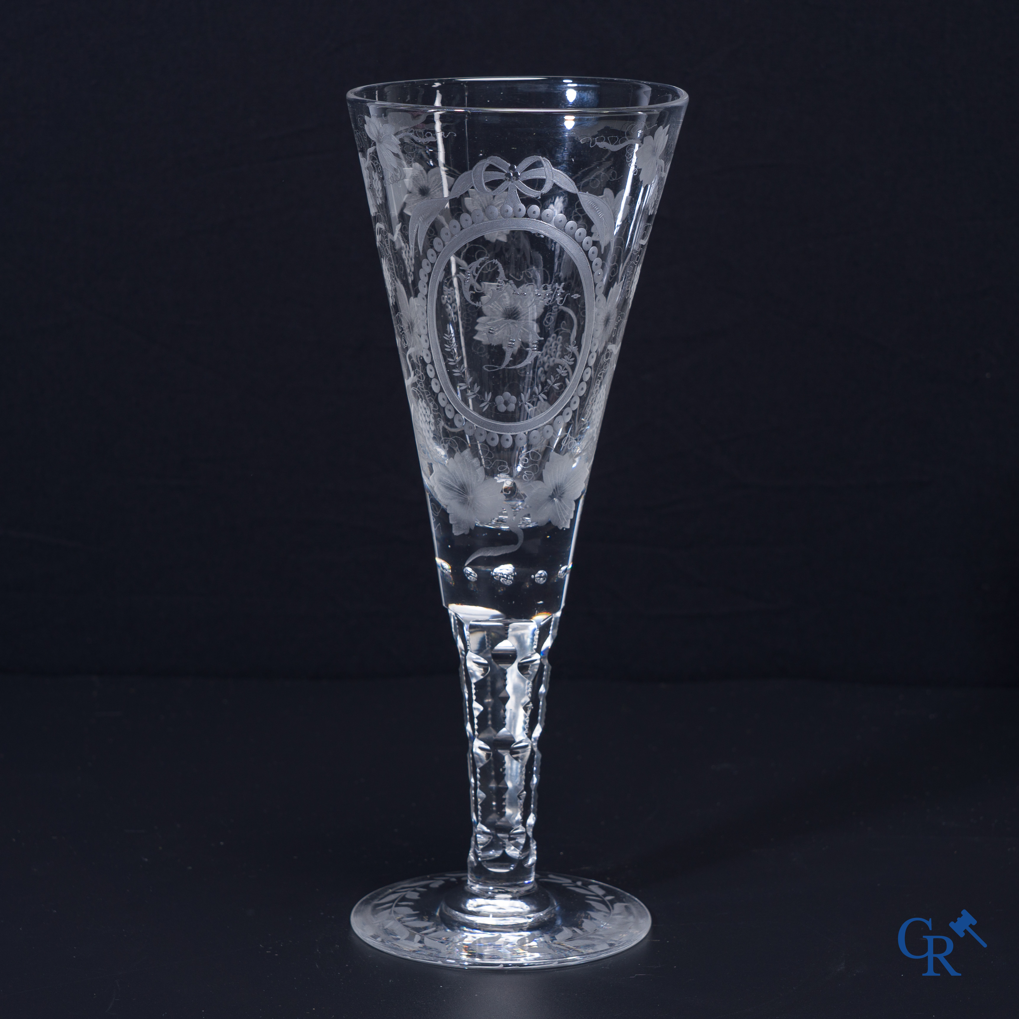 Exceptional glass in clear waisted crystal. Most probably Val Saint Lambert. 19th century.