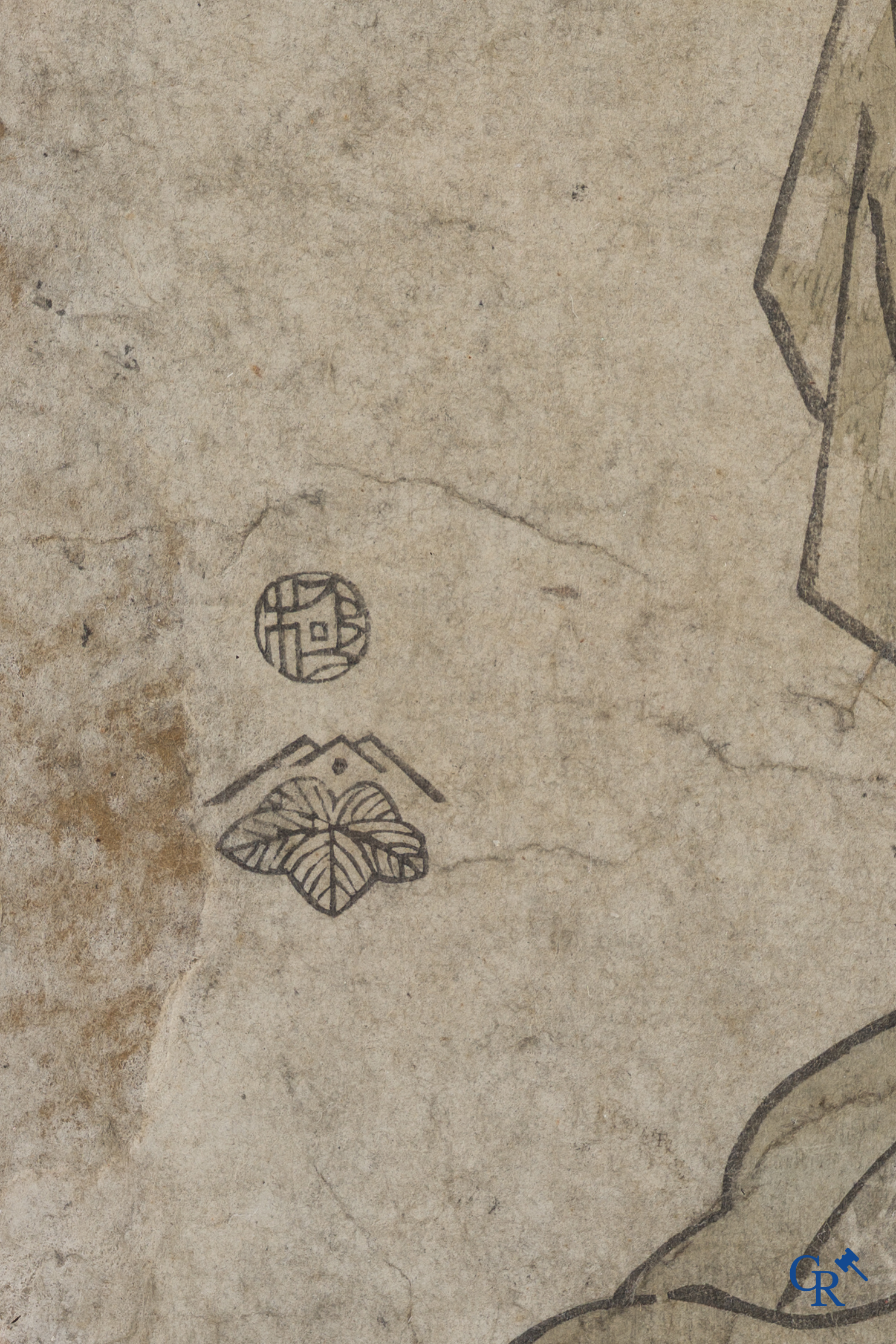 Aziatica. 2 Japanese houtsnedes, 18e-19e eeuw.