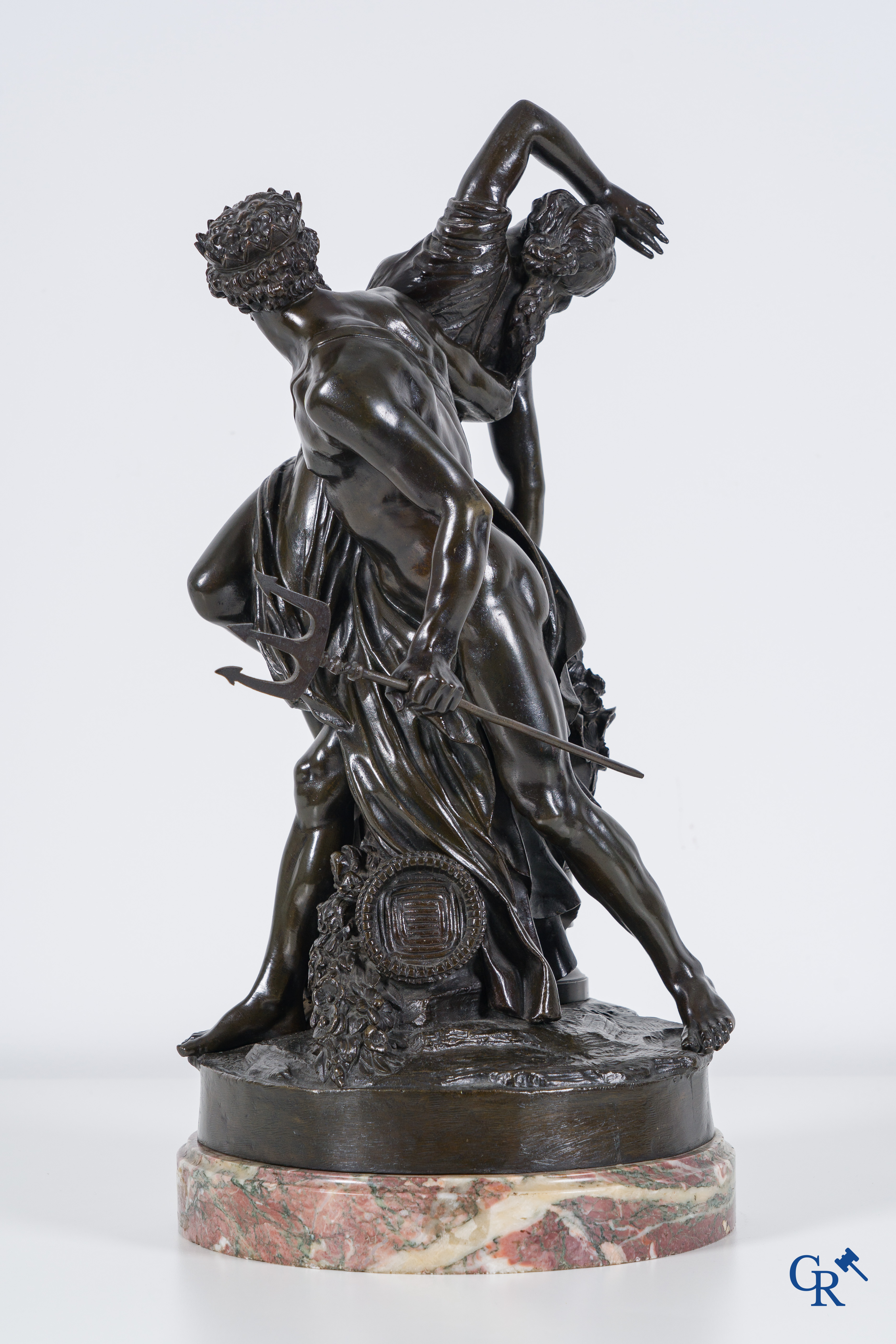 Simon Louis Boizot (1743-1809) The abduction of Proserpine by Pluto, Bronze statue on a marble pedestal. 19th century.