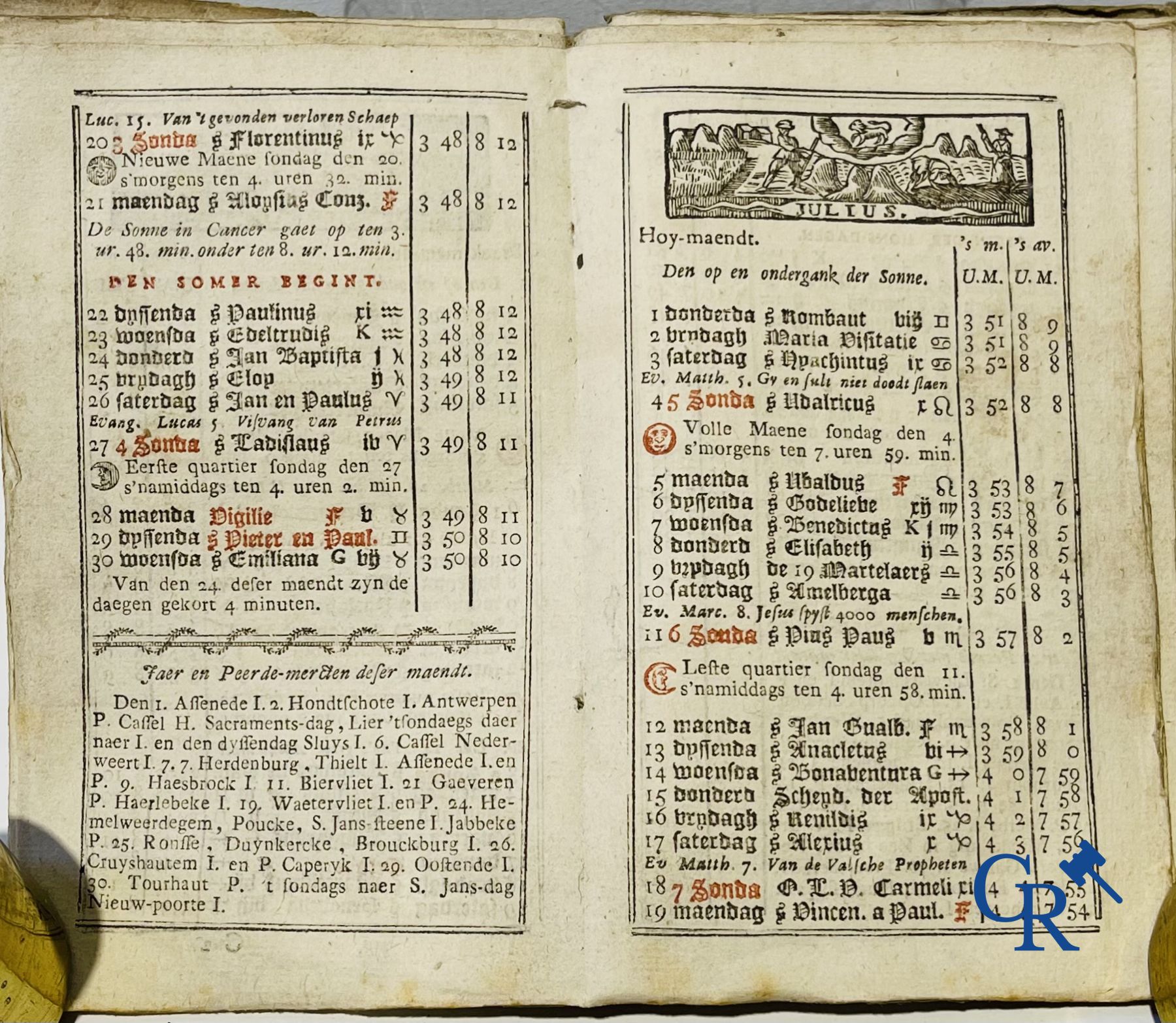 Oude boekdrukken: Jan Van Raedersterre, Den nieuwen Vlaemschen comptoir Almanach. 1773 Petrus Joannes Vereecken.