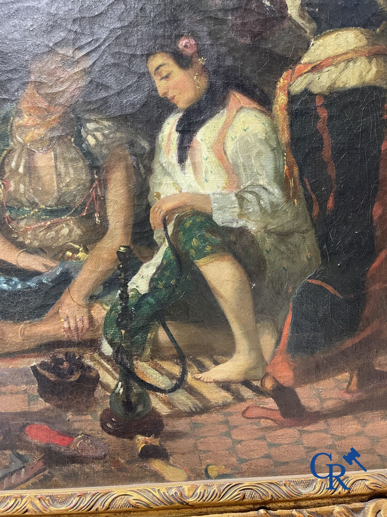 Schilderij: olie op doek. Orientalistische scène. 19e eeuw.