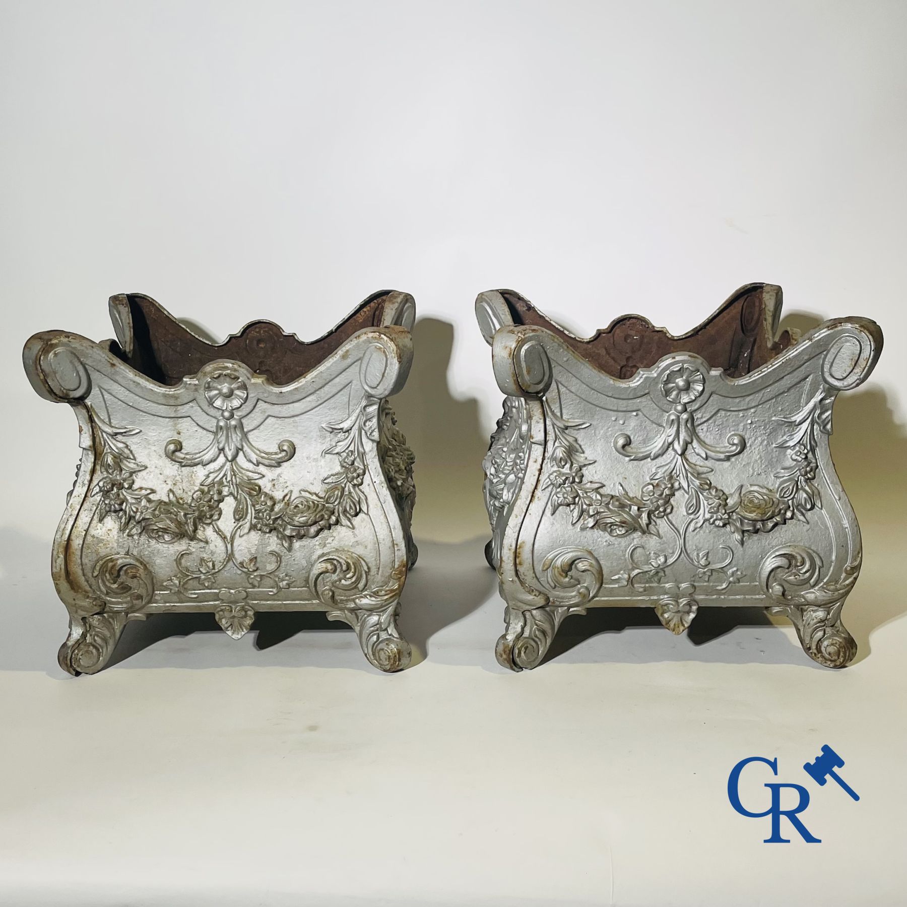 2 cast iron garden vases. LXVI style. 19th century.