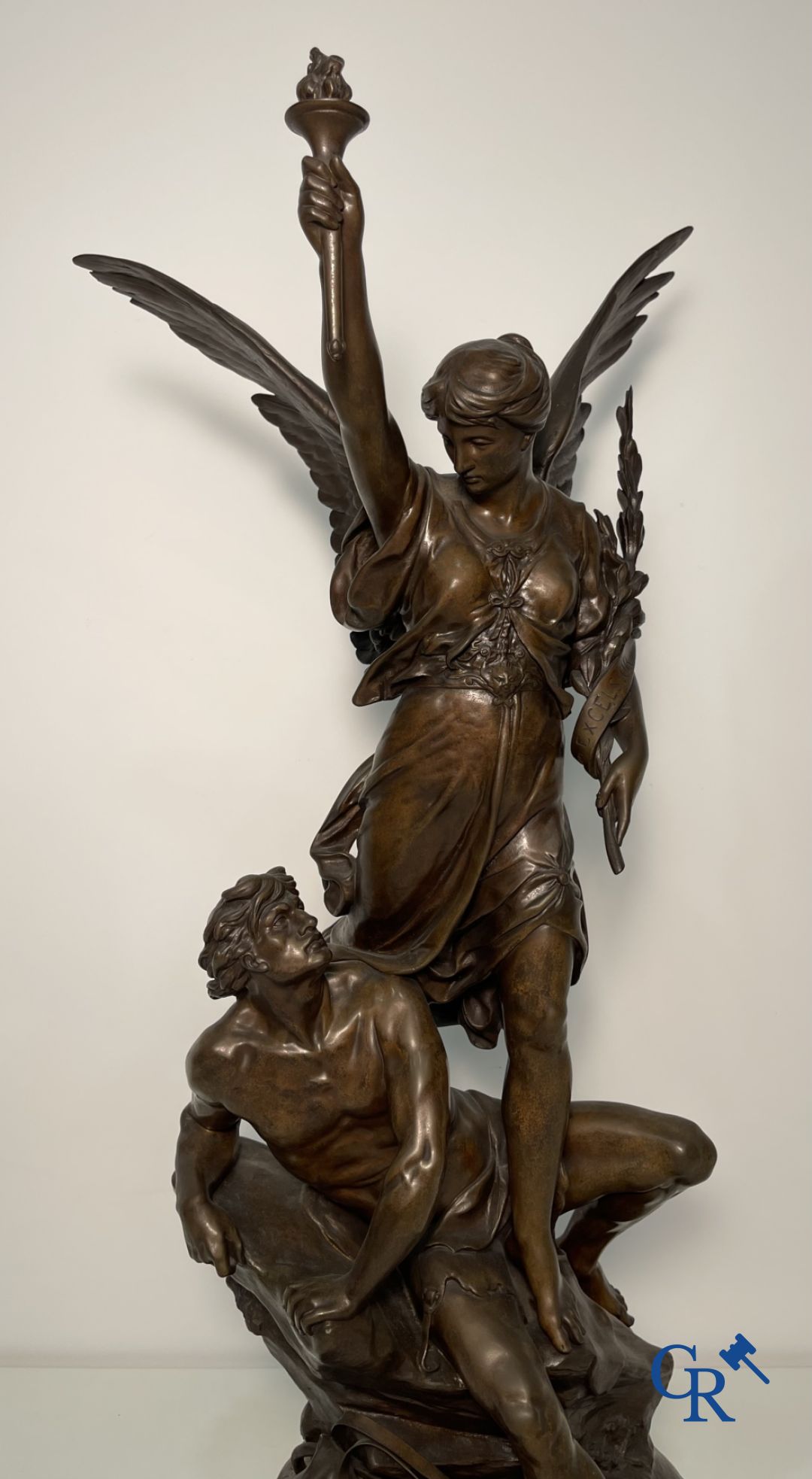 Emile Louis Picault : (Paris 1833 - 1915) Sculpture en bronze. Le Génie du Progrès.