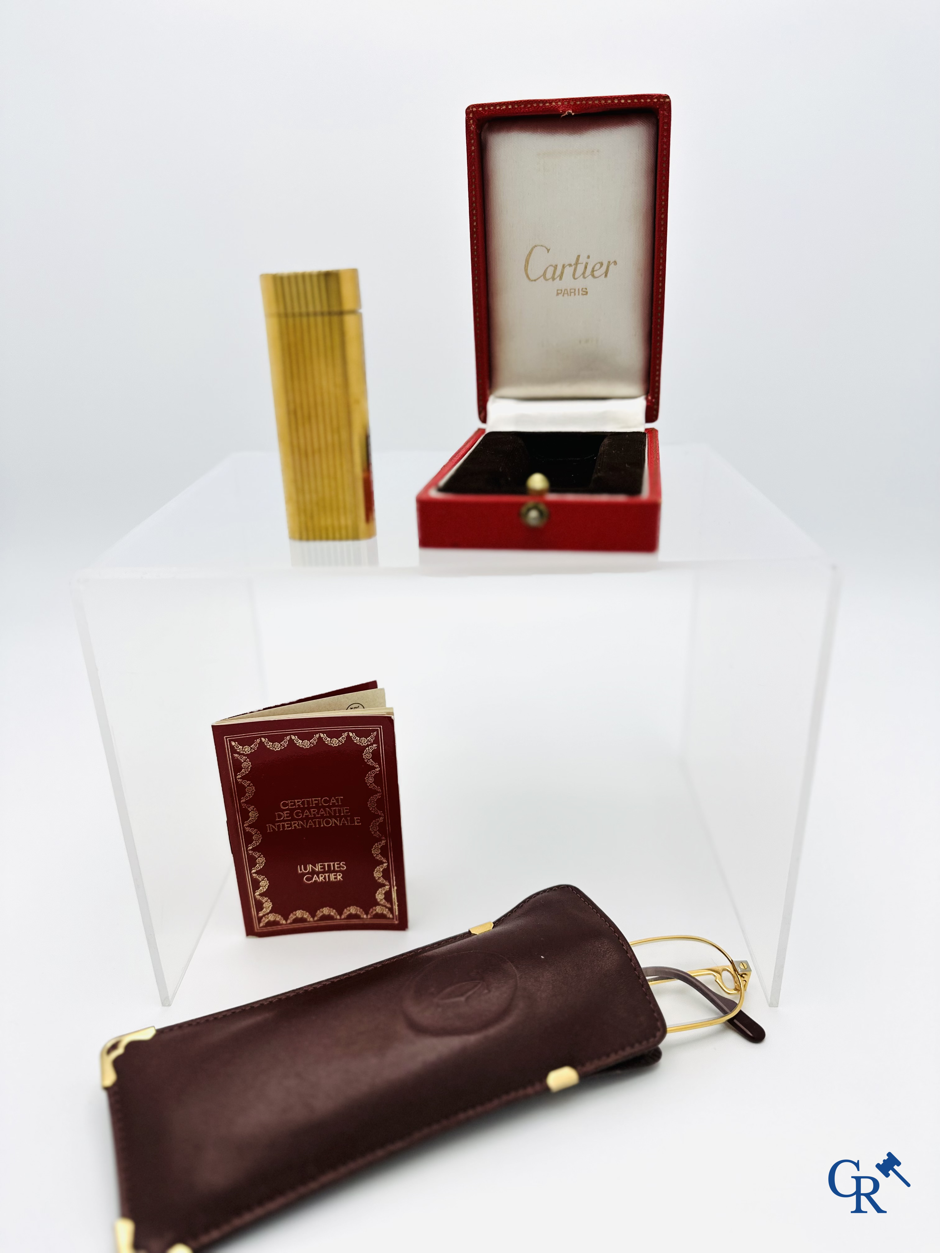 Cartier à Paris: Lighter and glasses in original case.