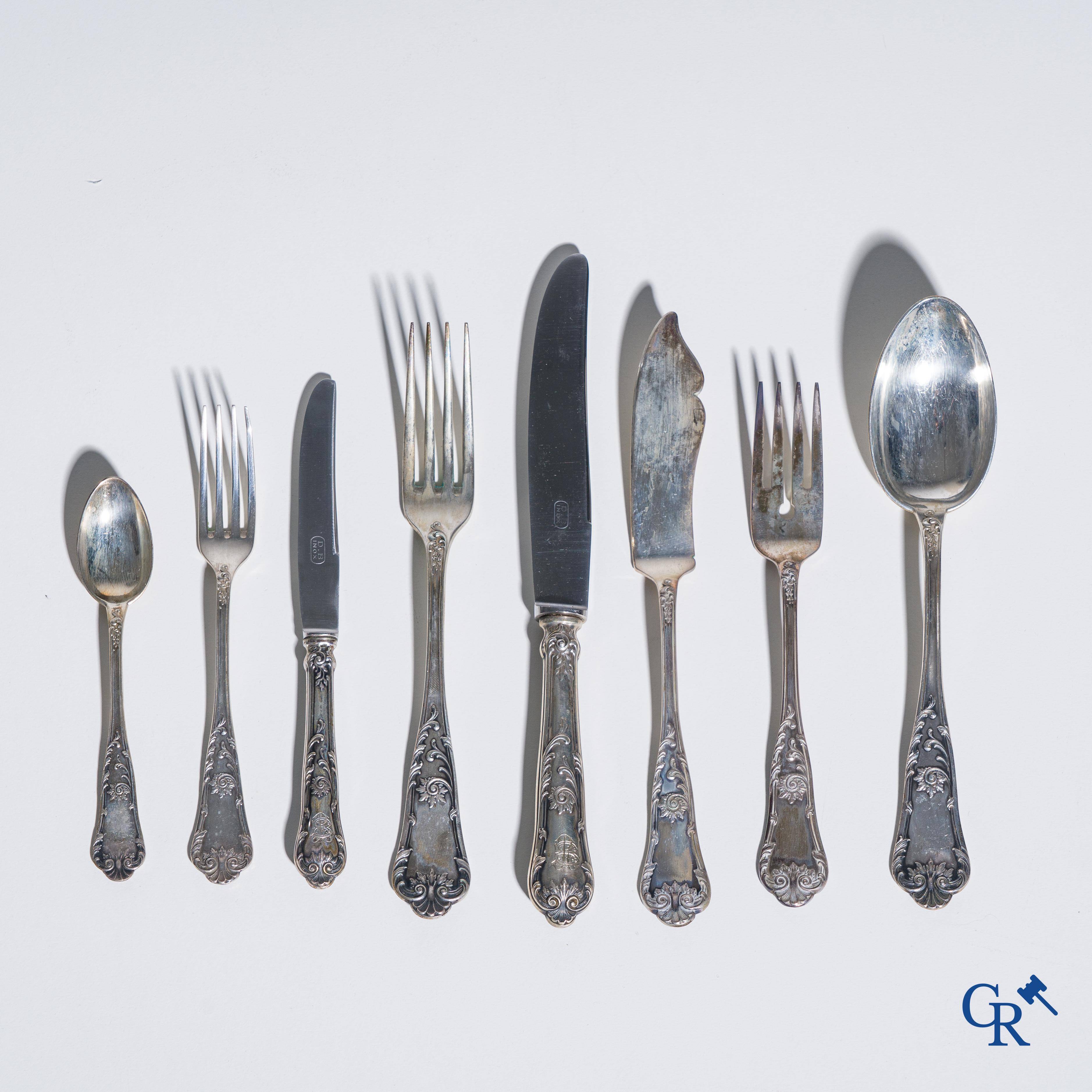 Silver: A large lot of silver cutlery (800°/00) in LXV style.