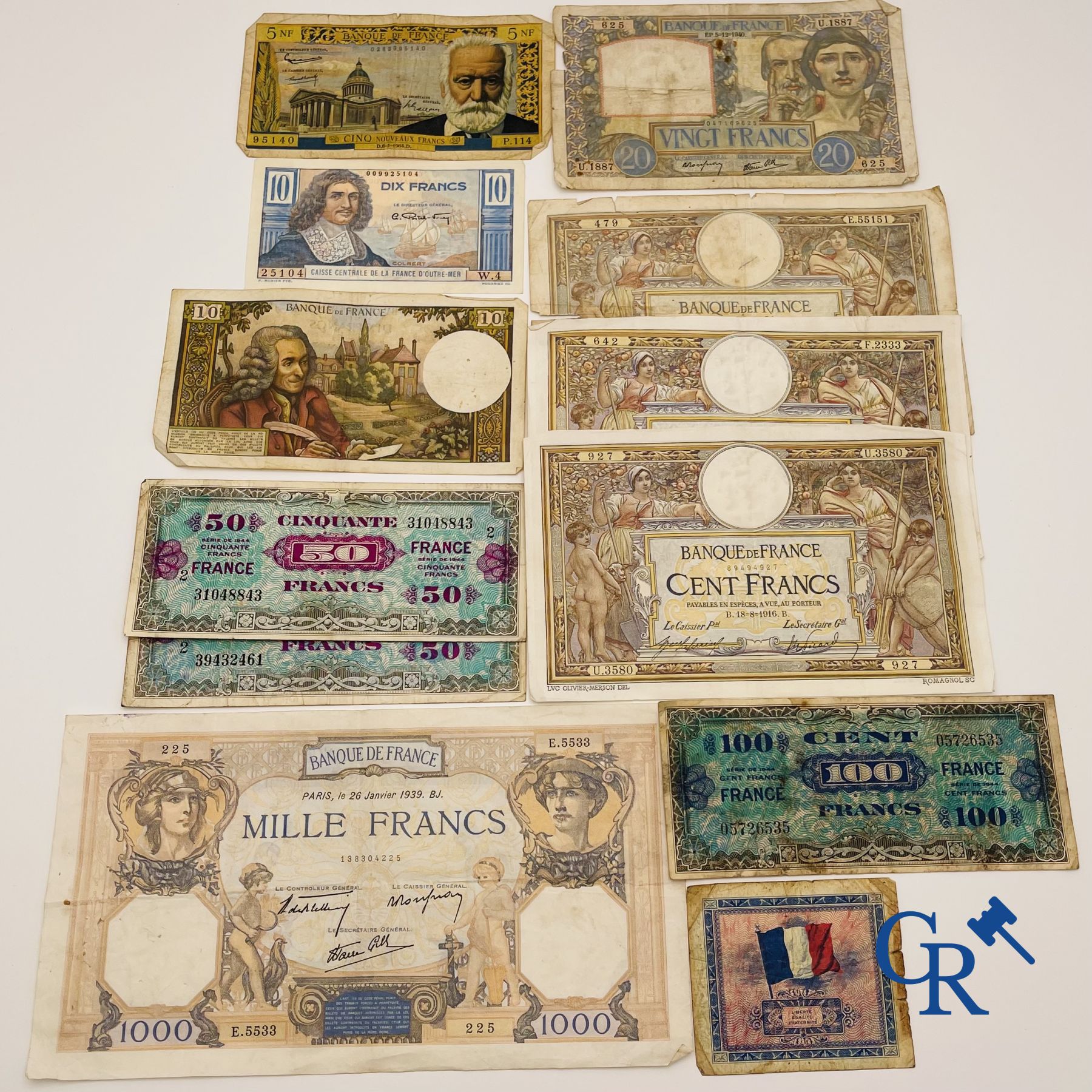 Pièces de monnaie: Grand lot de billets français.