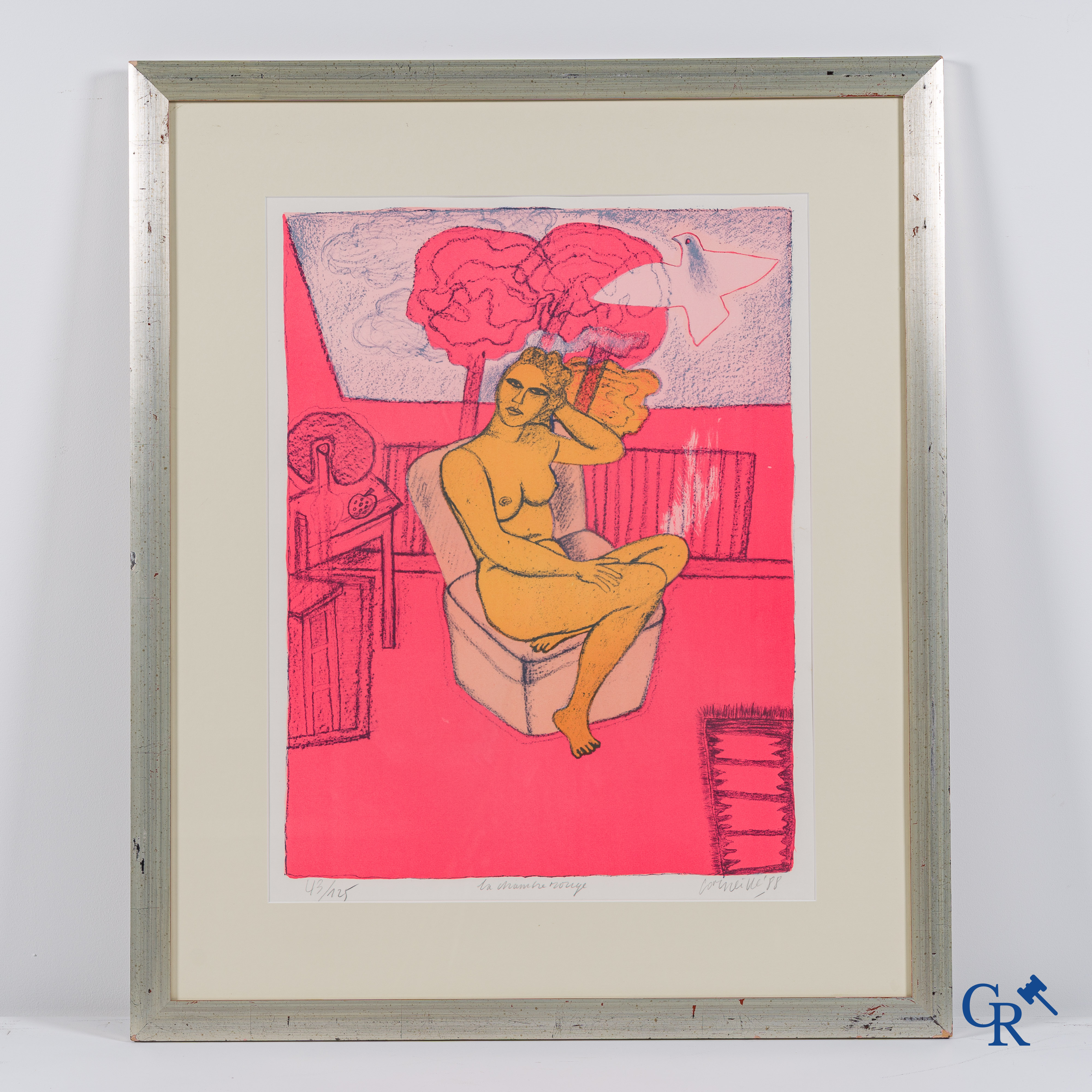 Corneille (1922-2010) La Chambre Rouge '88. Kleurenlithografie, 43/125.