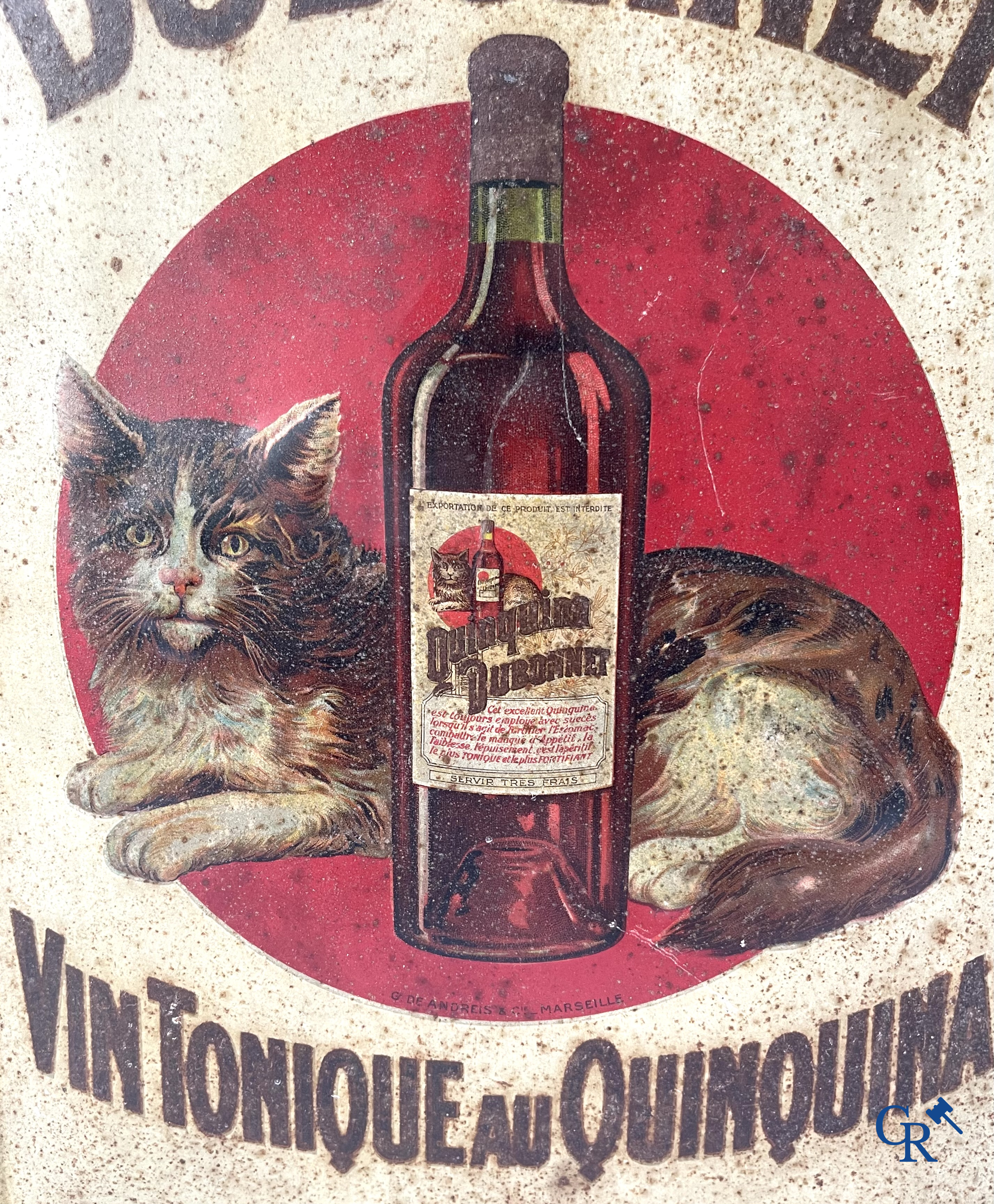 Dubonnet, Publiciteit gedrukt op metaal voor Dubonnet, Vin Tonique au Quinquina. Imp. G. De Andreis & Cie. 20'er jaren.