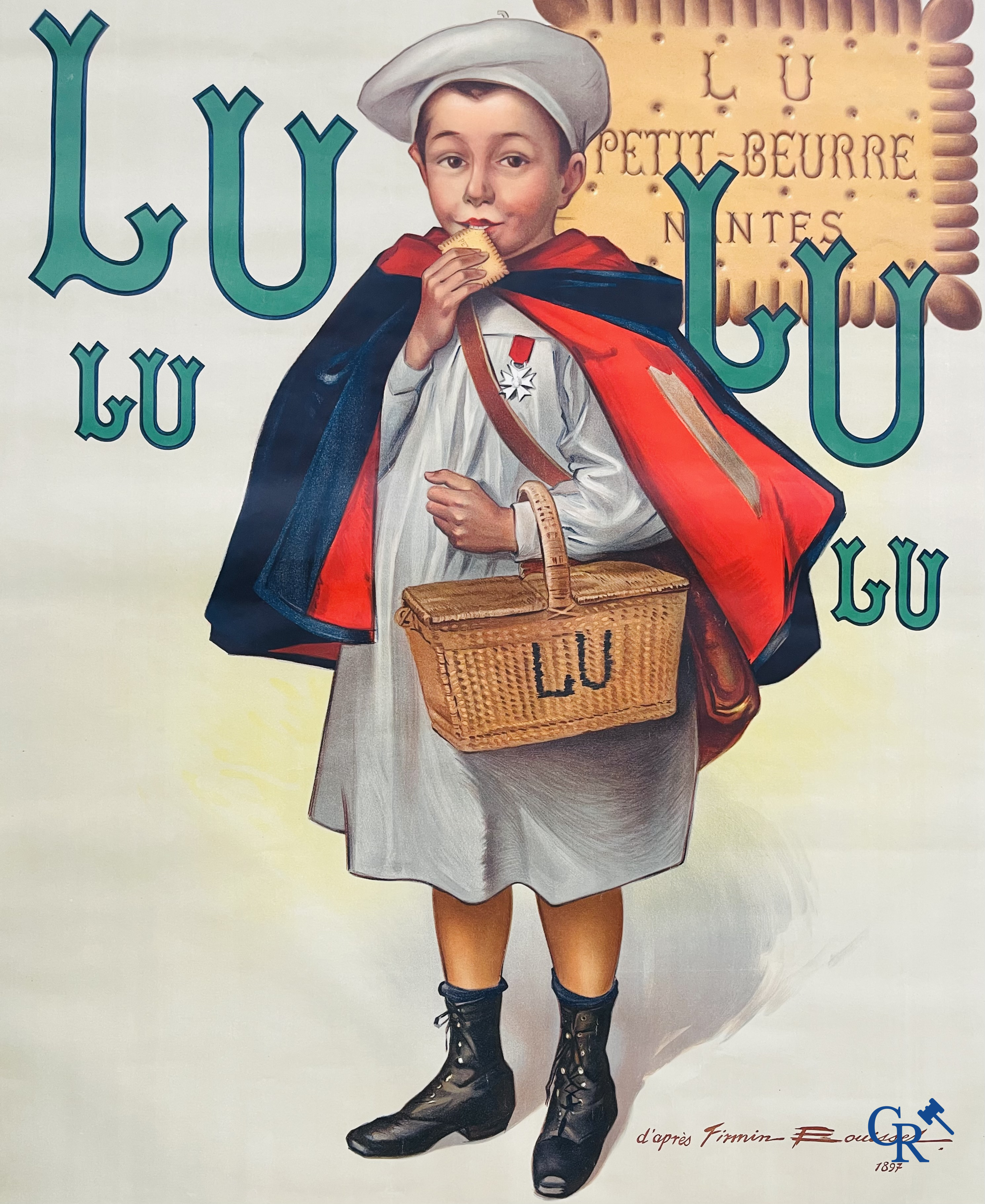 Firmin Bouisset (1859-1925) LU, biscuits Lefèvre-Utile. Publiciteits lithografie voor Petit-Beurre. Daude Frères-Paris.
