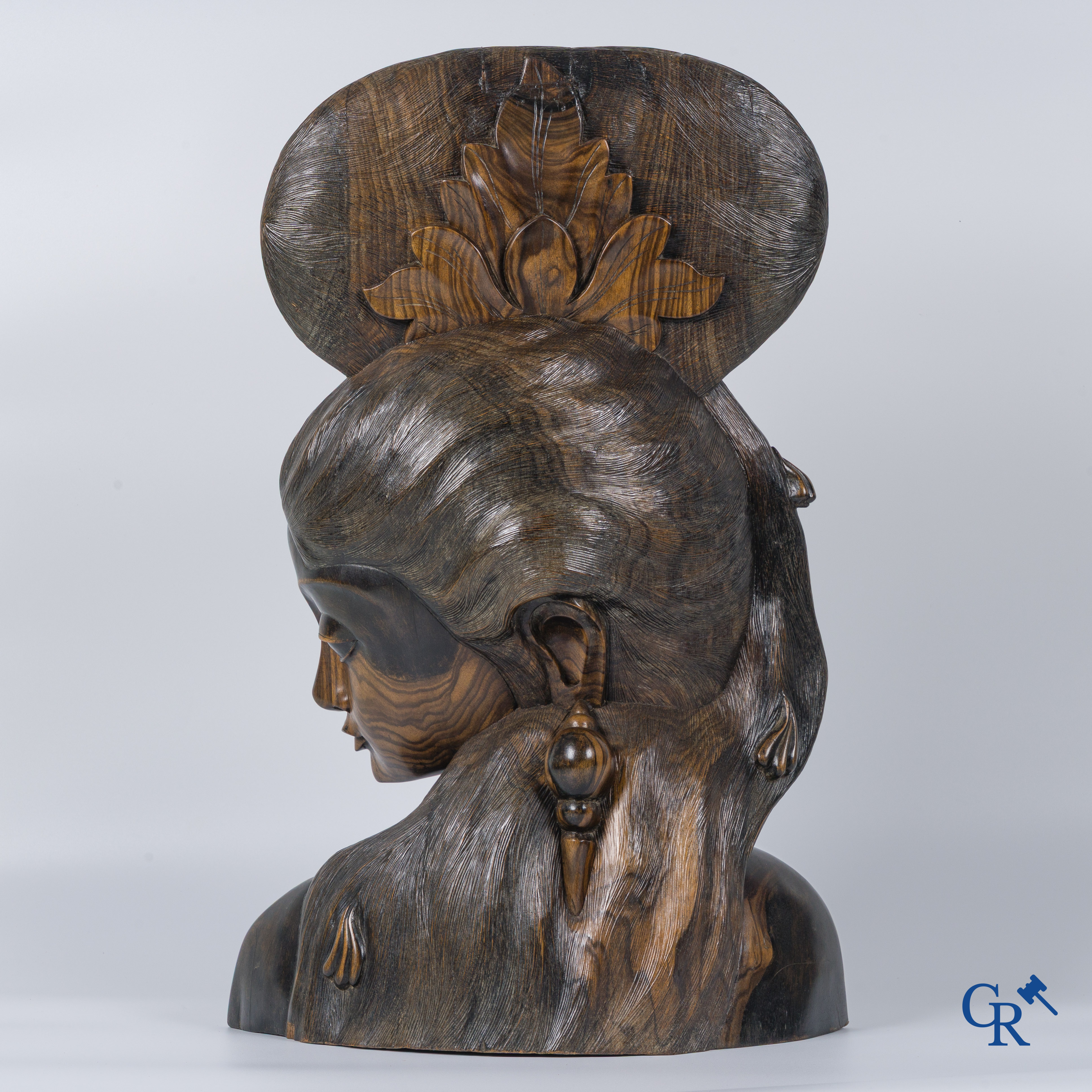 Indonesia: Imposing sculpture in exotic hardwood from a Javanese beauty.